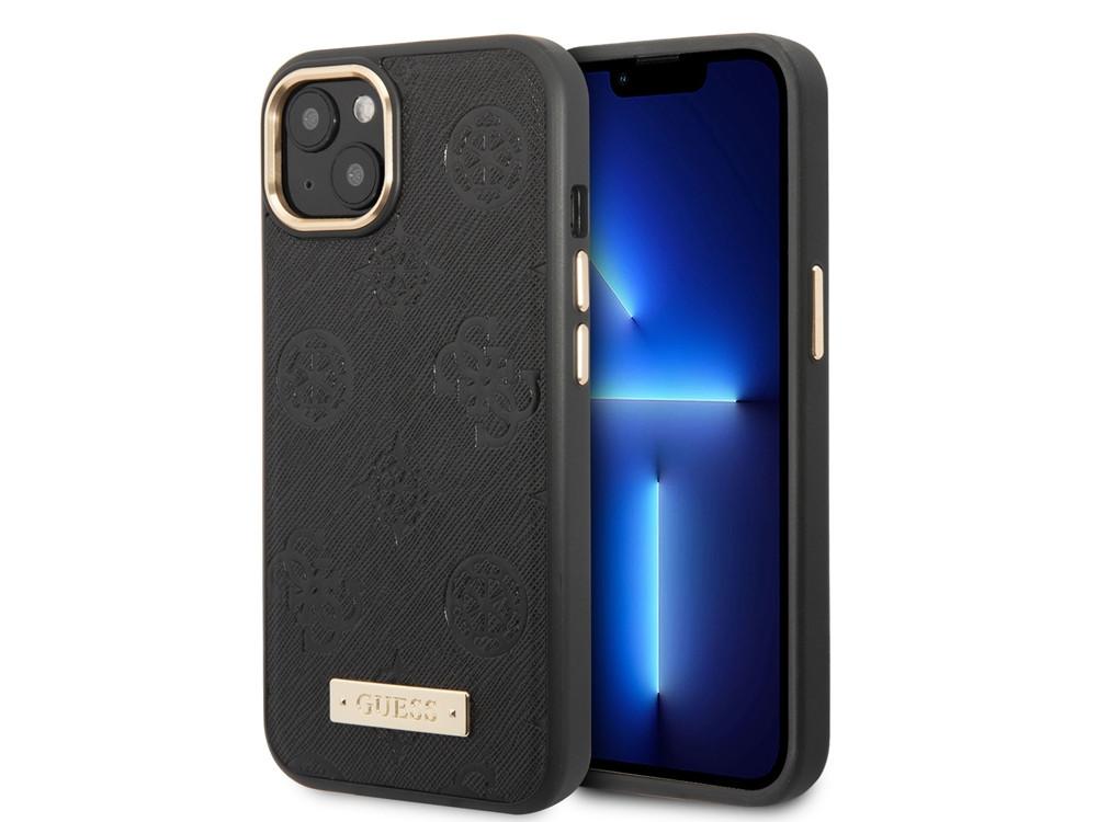 GUESS Hülle iPhone 13 PU Peony Metal Plate