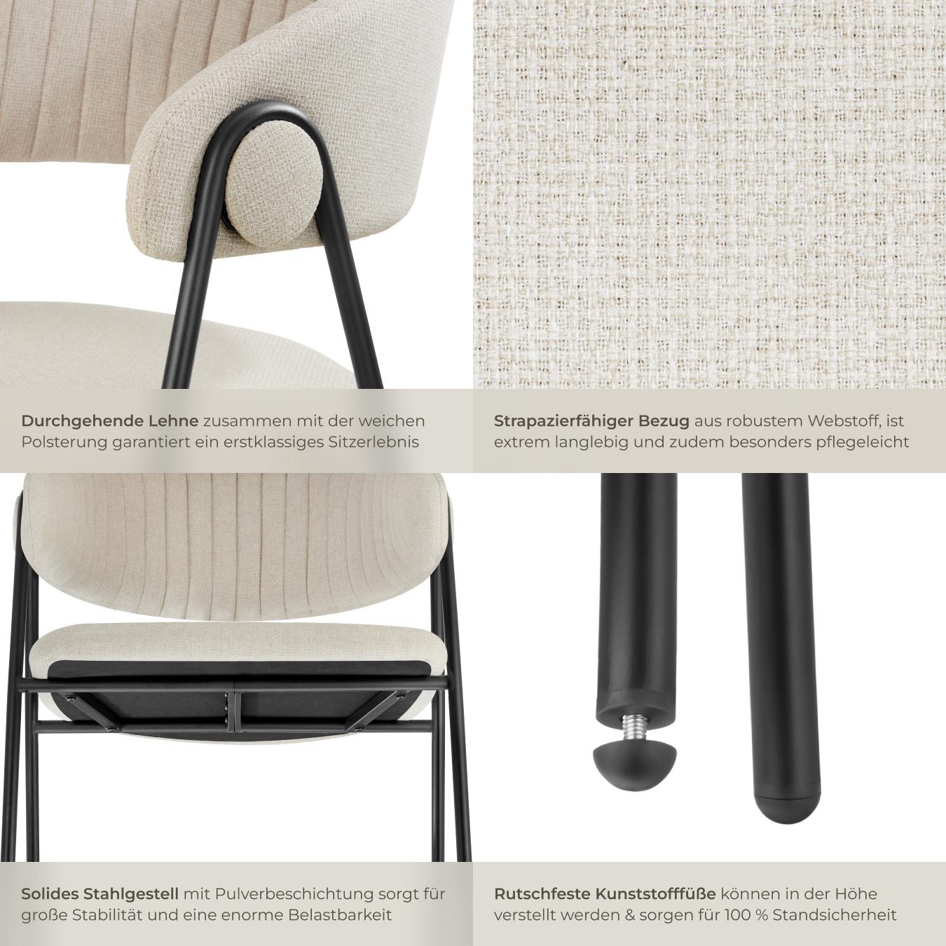 Tectake Armlehnstuhl Bedano, gepolstert, Webstoff, 150 kg