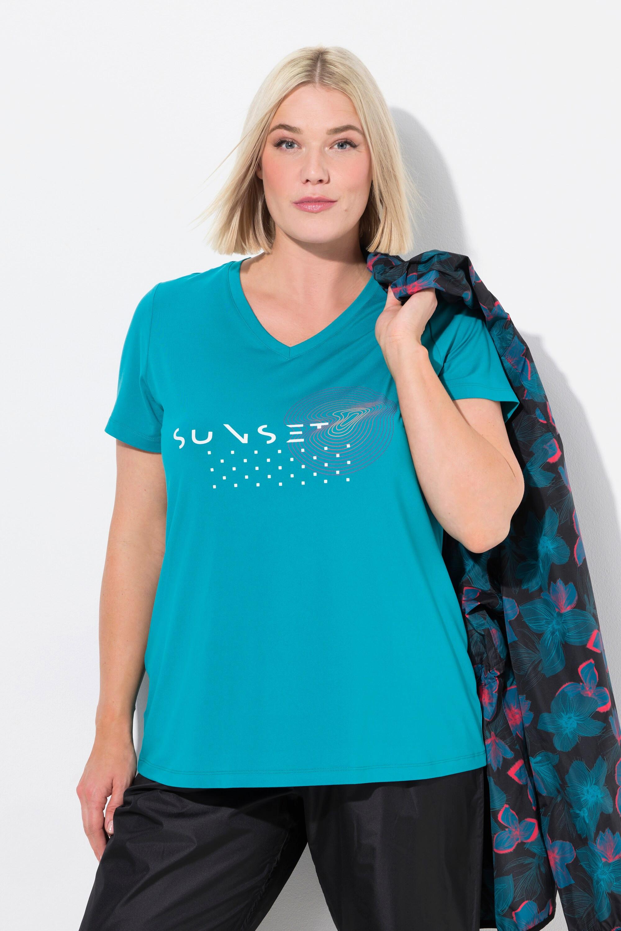 Ulla Popken Funktionsshirt schnelltrocknend V-Ausschnitt Halbarm