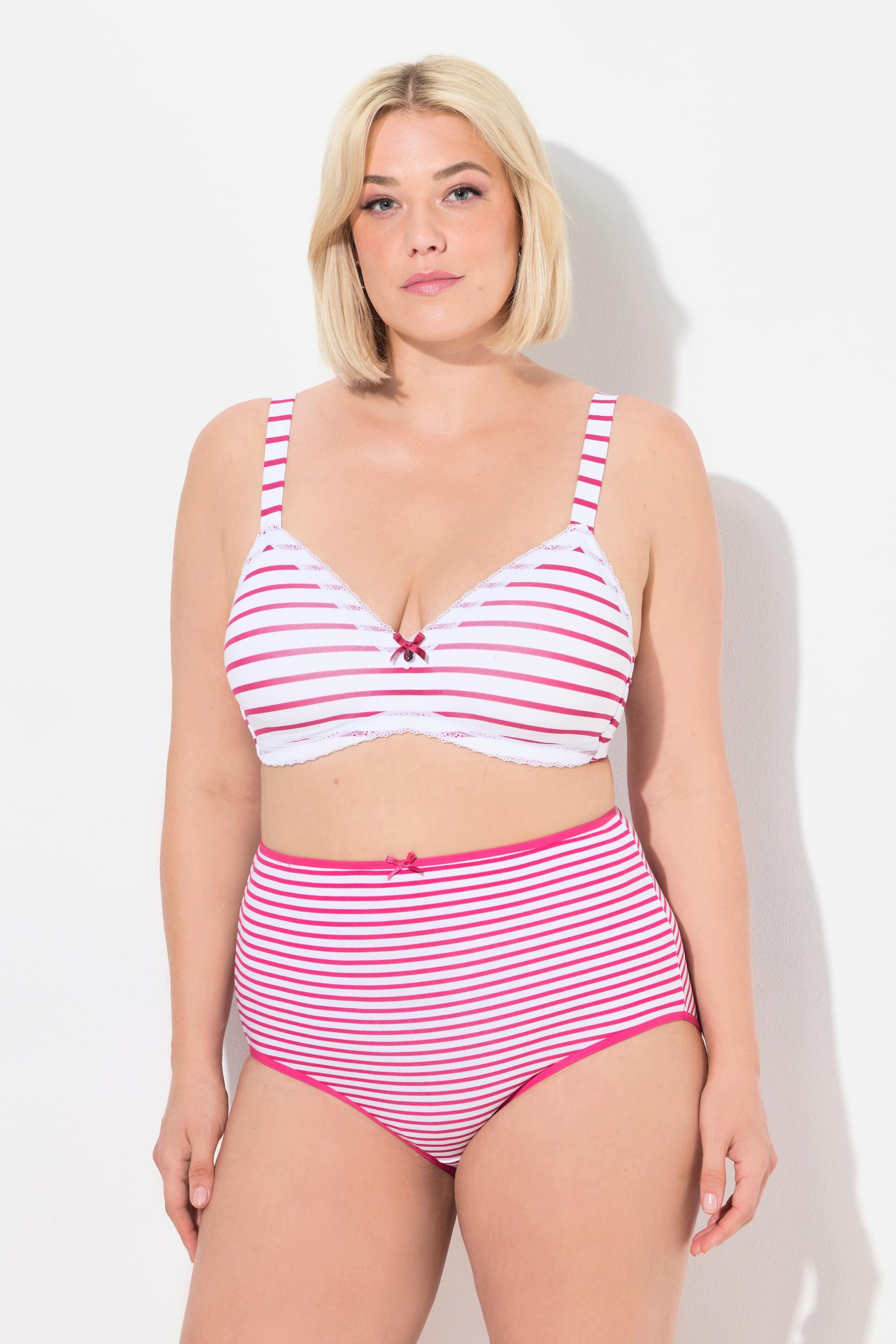 Ulla Popken BH, bügellos, Softschalen, Streifen, Cup A-D