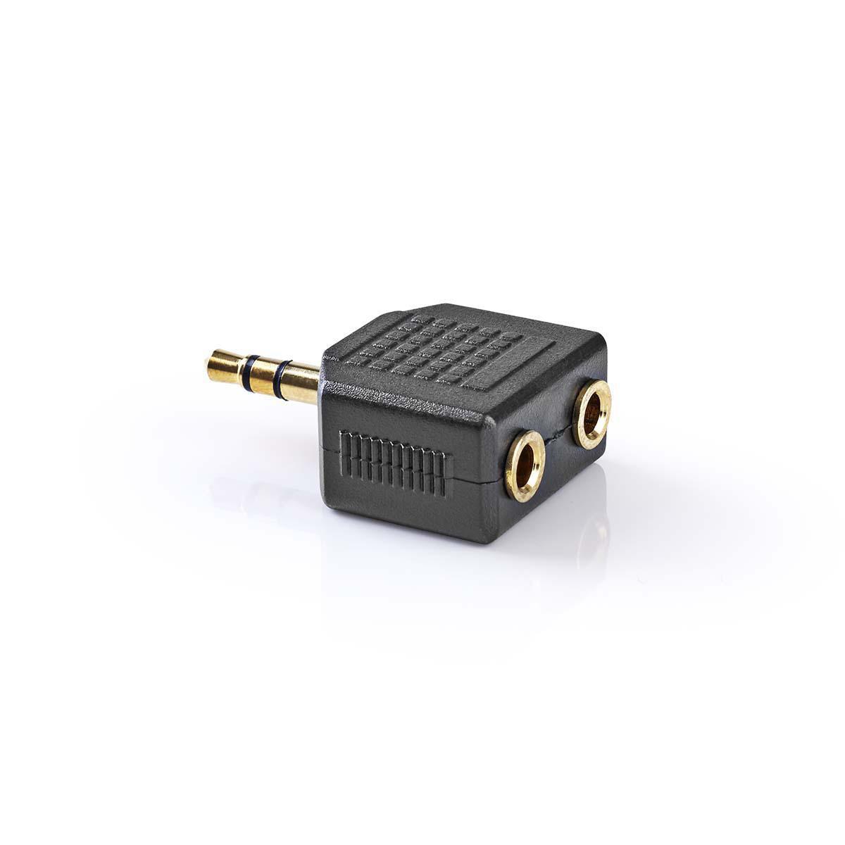 Nedis Stereo-Audio-Adapter | 3,5 mm Stecker | 2x 3,5 mm, Buchse | Vergoldet | Gerade | ABS | Schwarz | 10 Stk. | Plastikbeutel
