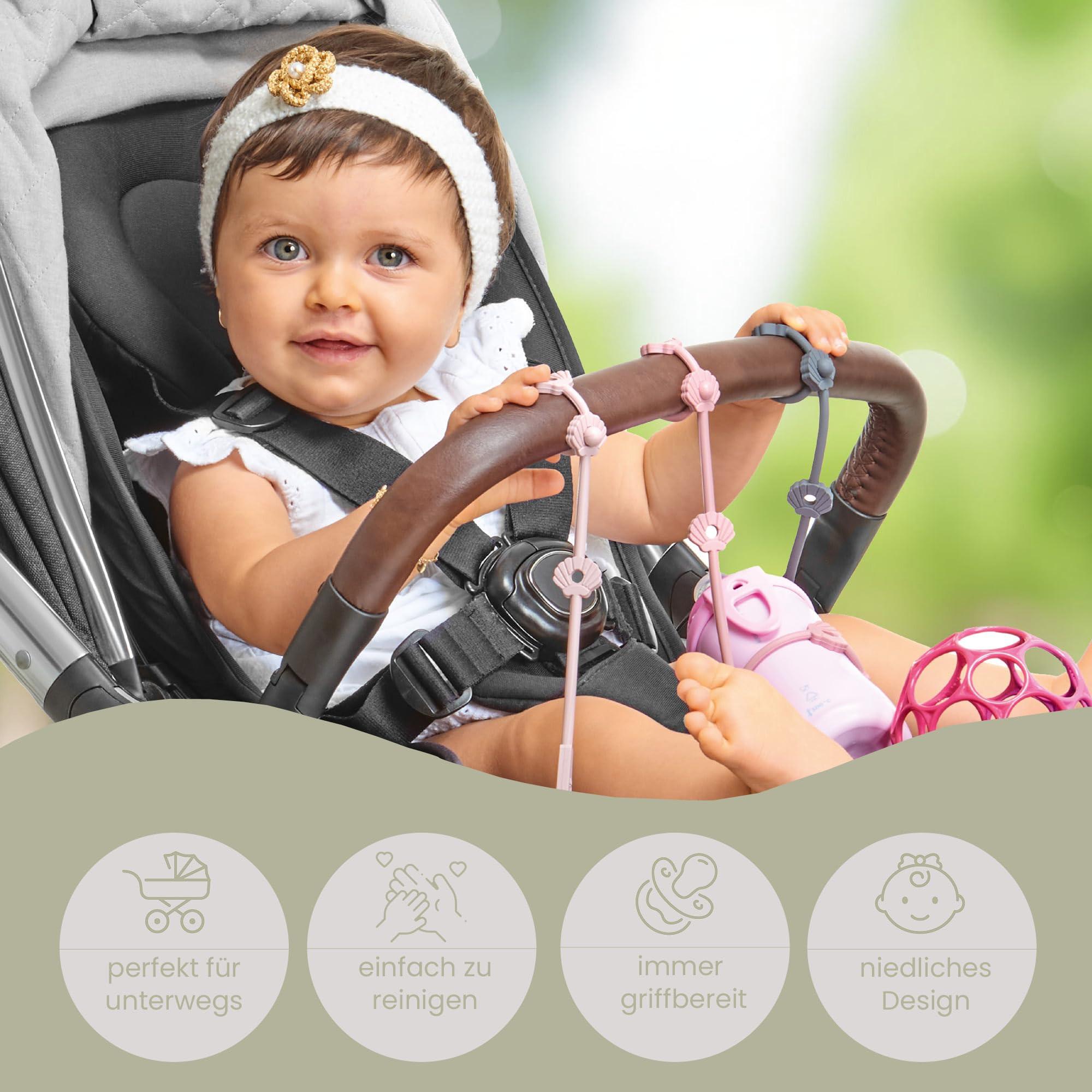 Activity-board BPA-freie Kinderwagen-Spielzeugkette/dehnbarer Baby-Becherhalterriemen/Schnullerkette für Baby-Gadgets wie
