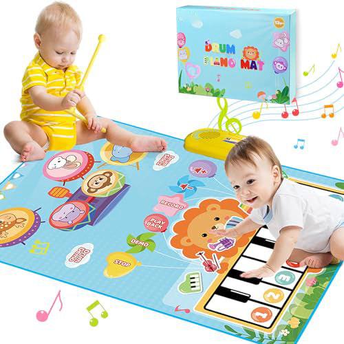Activity-board Babyspielzeug, 2-in-1-Musikmatte, Klaviermatte für Kleinkinder, Trommelspielzeug