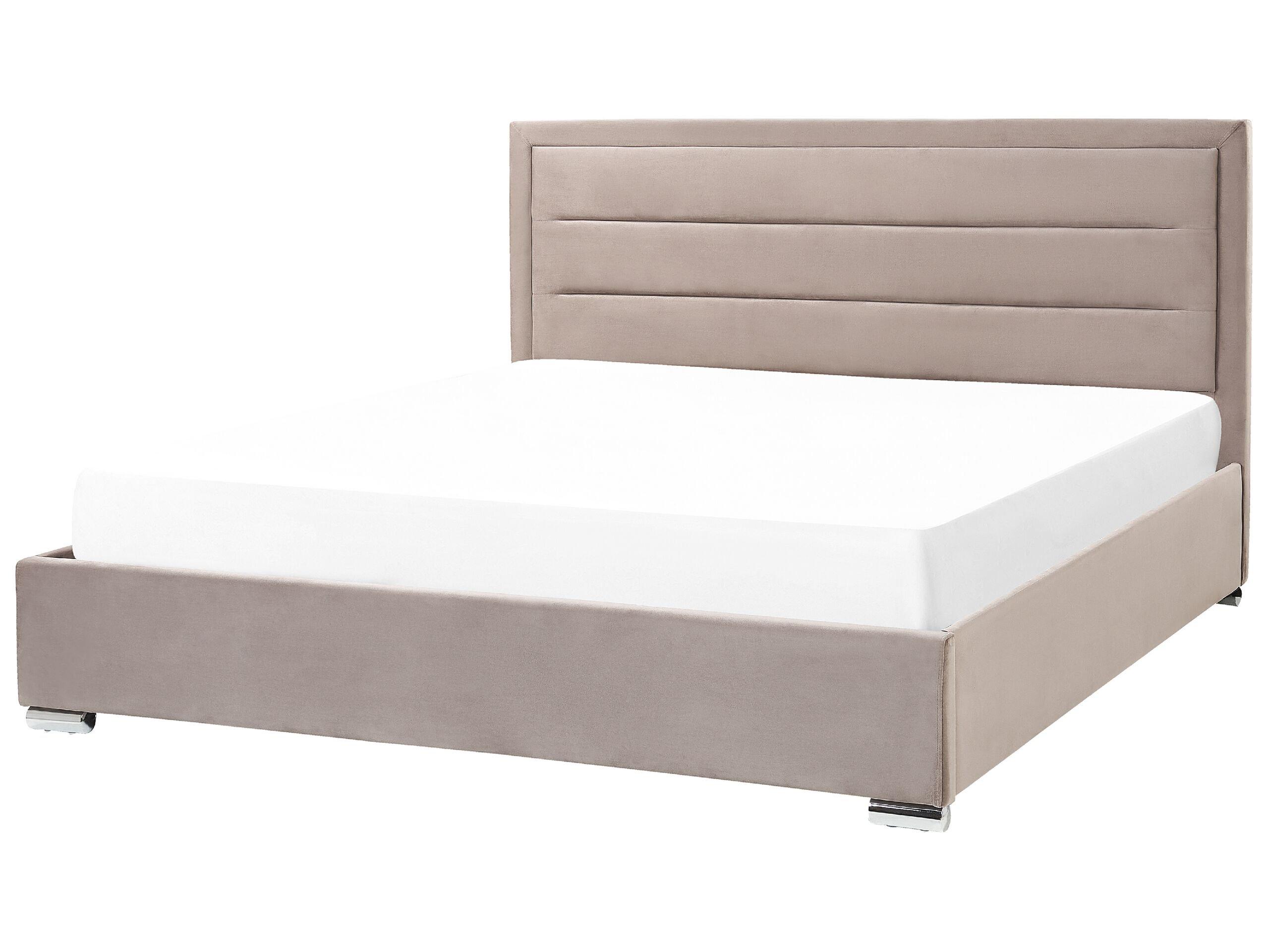 Beliani Bett mit Bettkasten aus Samtstoff Modern ROUEN