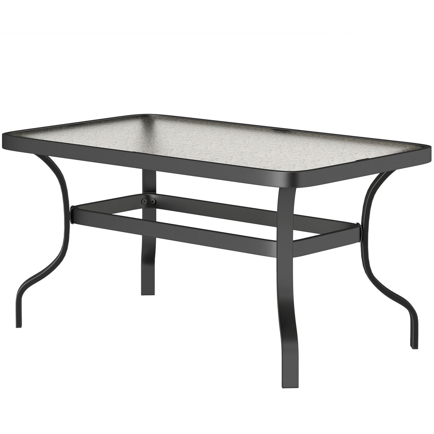 Northio Beistelltisch Hartglas Kaffeetisch Couchtisch mit Wellendesign, Abgerundete Ecke Balkontisch Gartentisch Sofatisch Teetisch Gartenmöbel für Wohnzimmer Garten Terrasse Balkon, 95x55 cm Schwarz Aosom