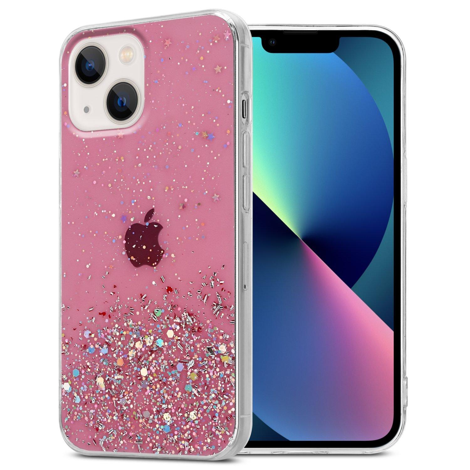 Cadorabo Hülle für Apple iPhone 14 PLUS TPU Silikon mit funkelnden Glitter