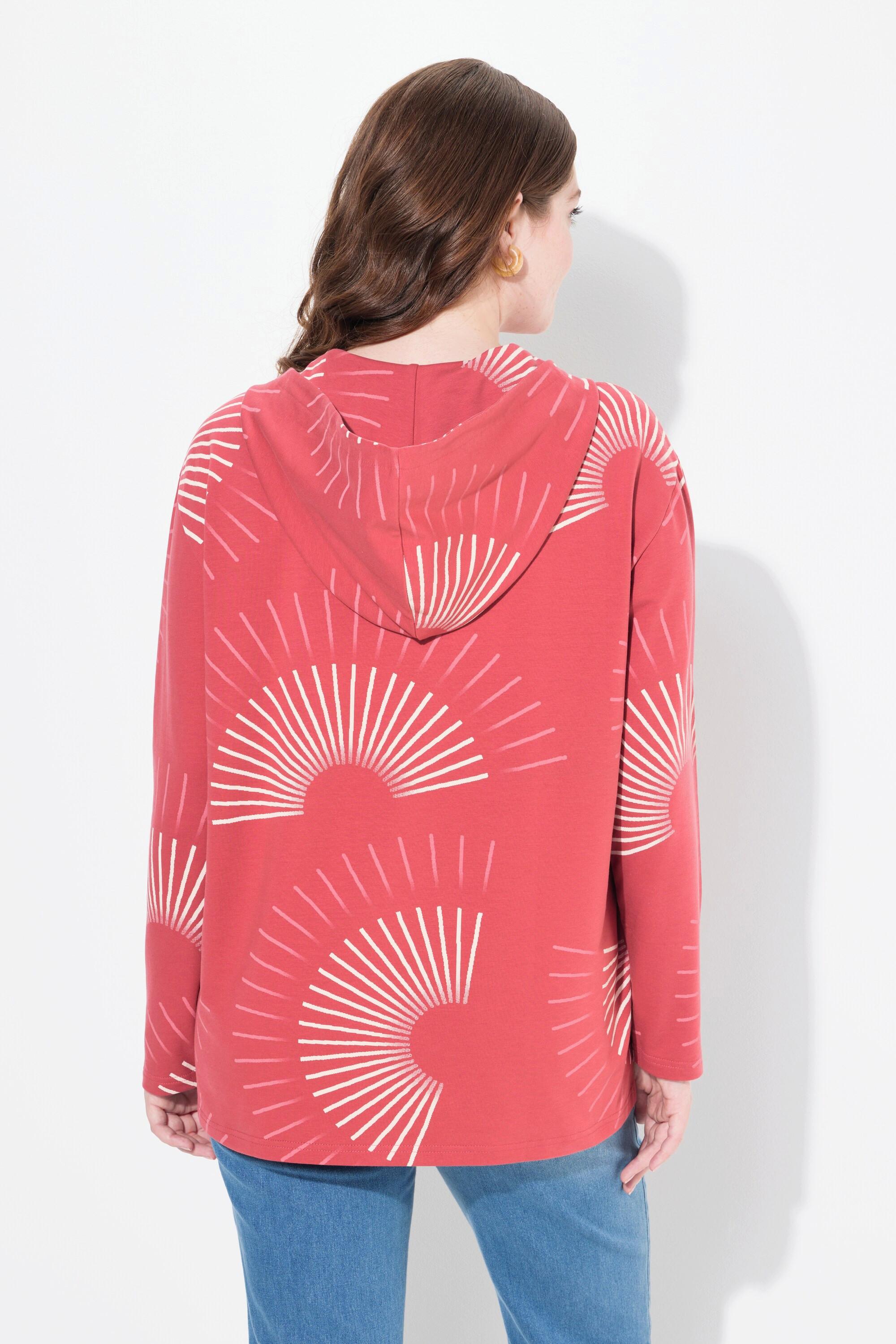 Ulla Popken Hoodie, grafischer Druck, Kapuze, Langarm, Biobaumwolle