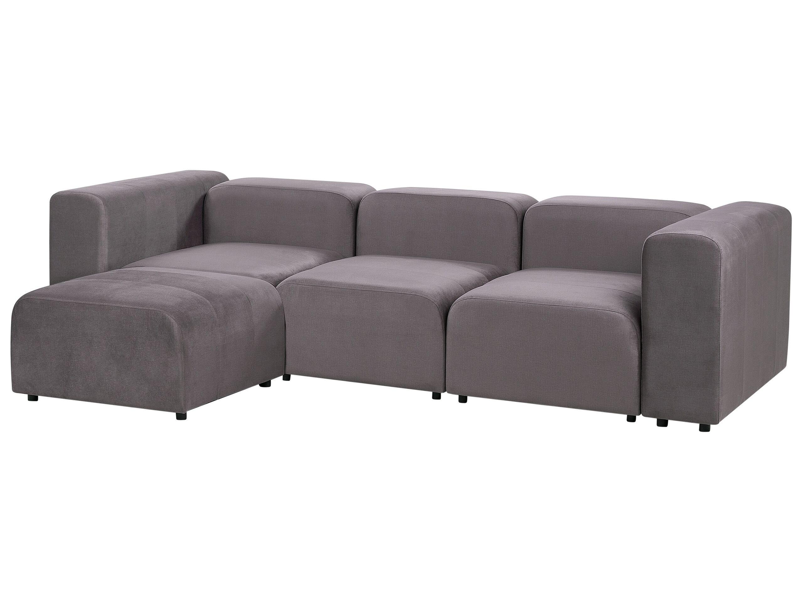 Beliani 3-Sitzer Sofa mit Ottomane aus Samtstoff Modern FALSTERBO