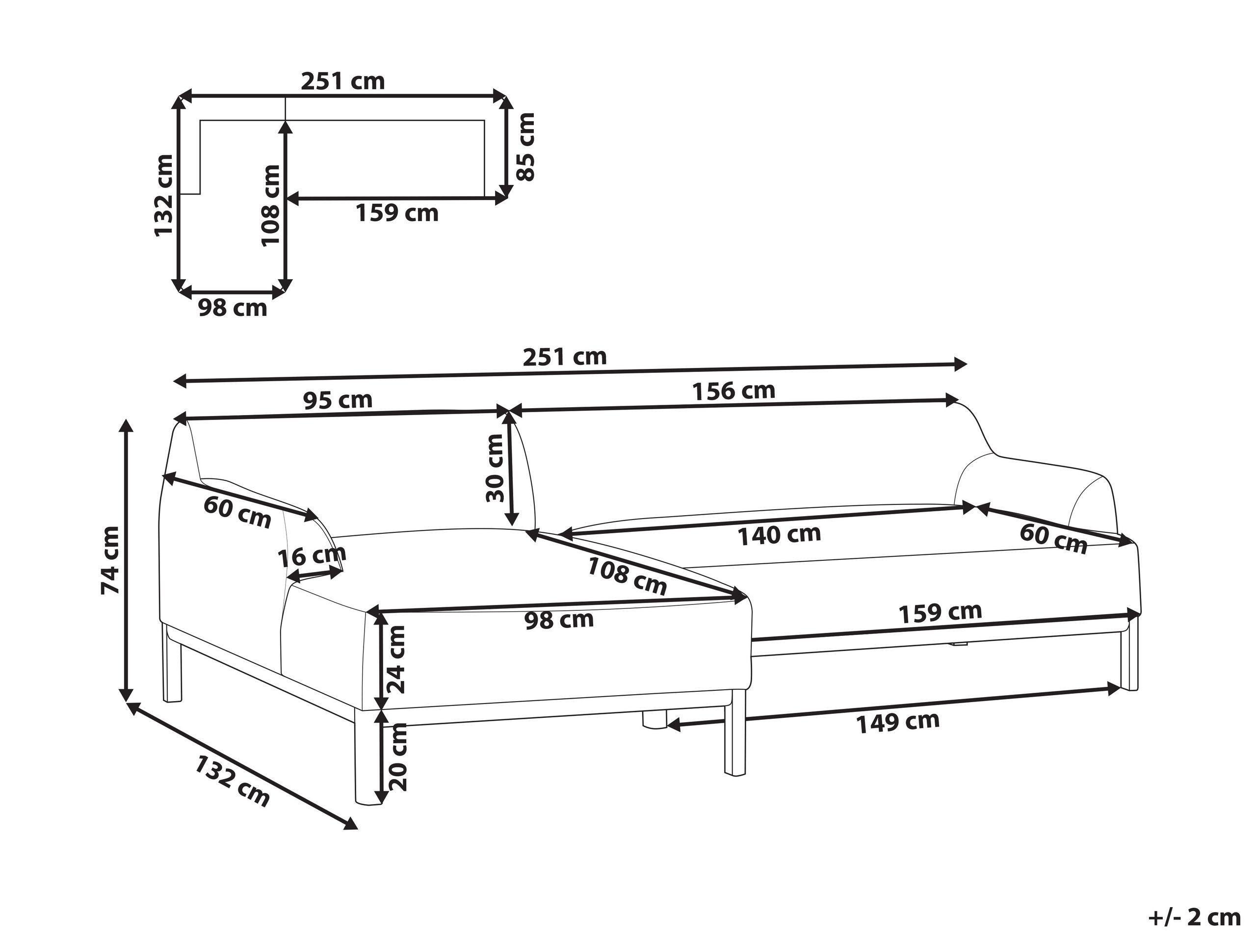 Beliani Rechtsseitiges Ecksofa aus Polyester Skandinavisch SOSJO
