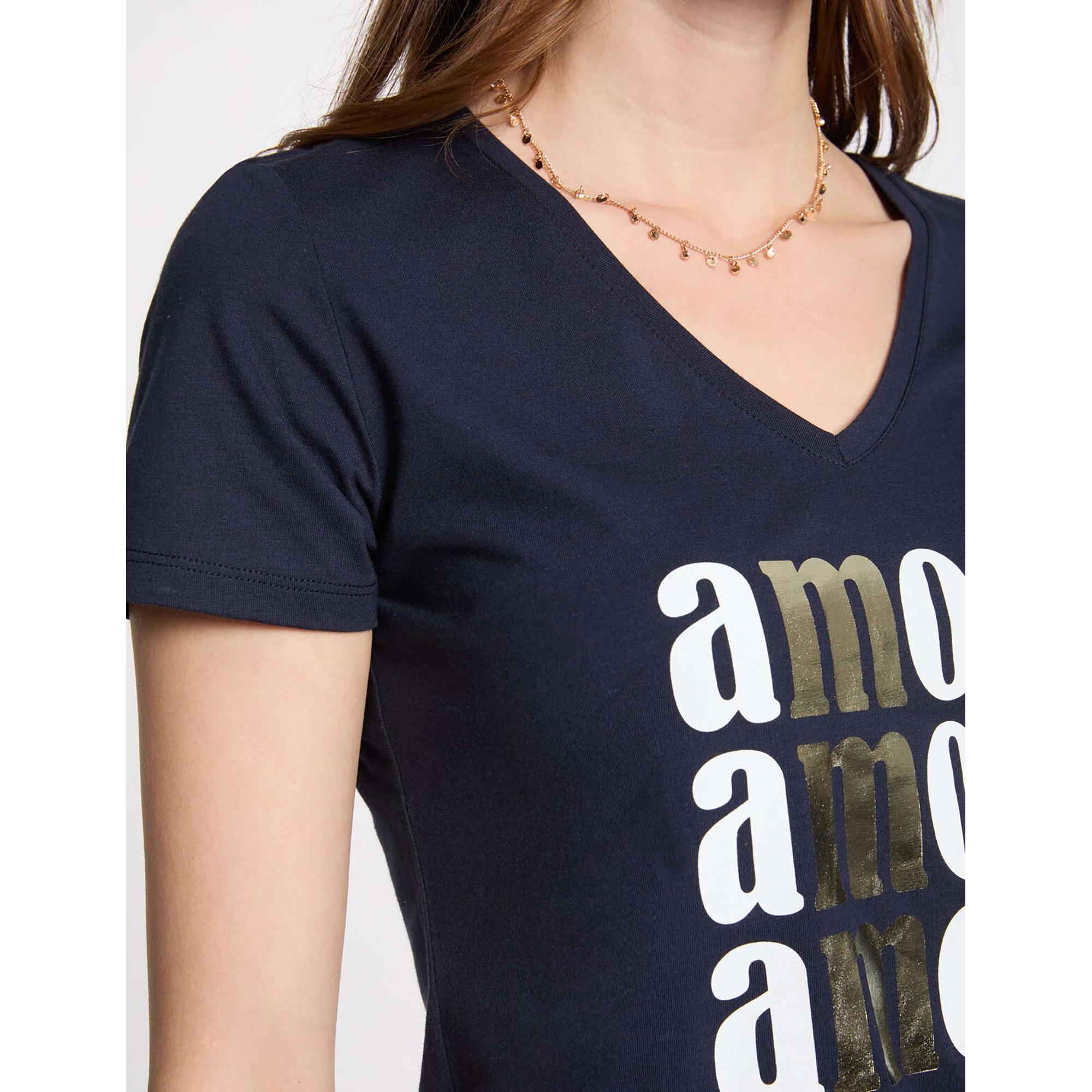 MORGAN T-Shirt mit V-Ausschnitt und Amour Print