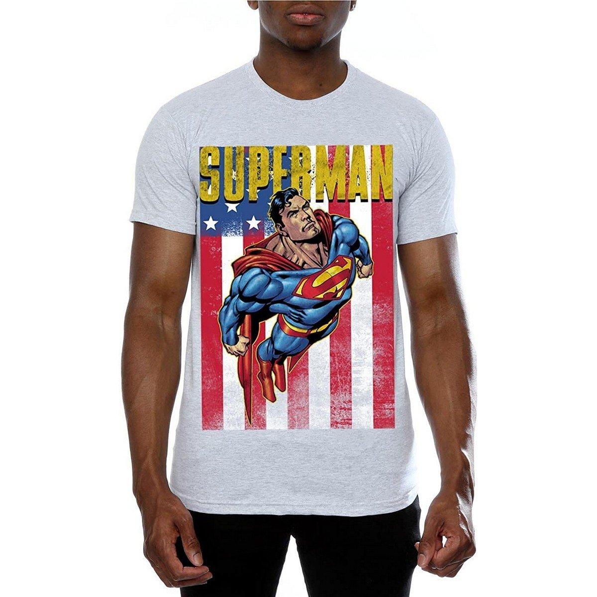 SUPERMAN Amerikanische Flagge Grafikdruck T-Shirt