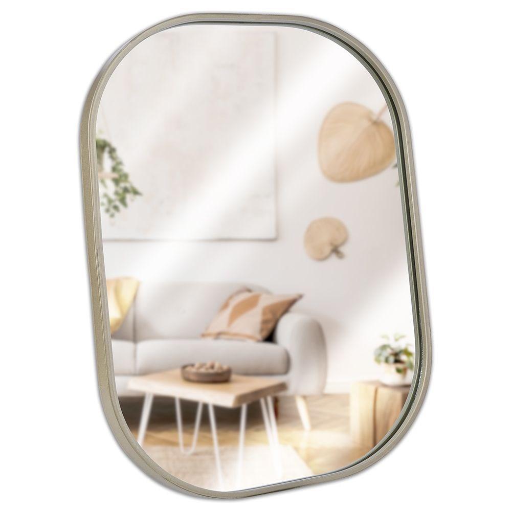 B2X Eleganter ovaler Wandspiegel mit champagnergoldenem Metallrahmen