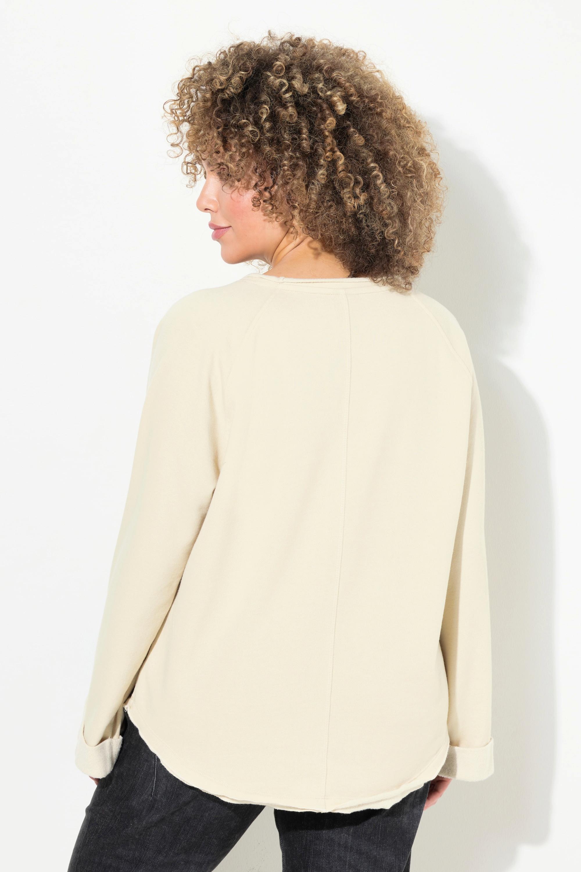 Ulla Popken Sweatshirt, Stickerei, Rundhals, Langarm, Rollkanten