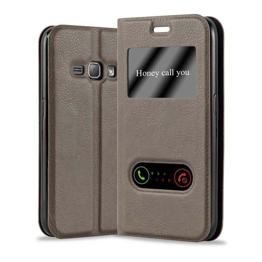 Cadorabo Hülle für Samsung Galaxy J1 2016 Magnetverschluss, 2 Sichtfenstern