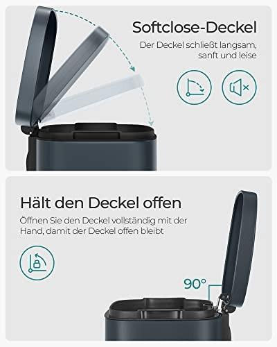 Pricenet Rauchgrauer 30-Liter-Küchenabfalleimer mit Soft-Close-Deckel und Pedal