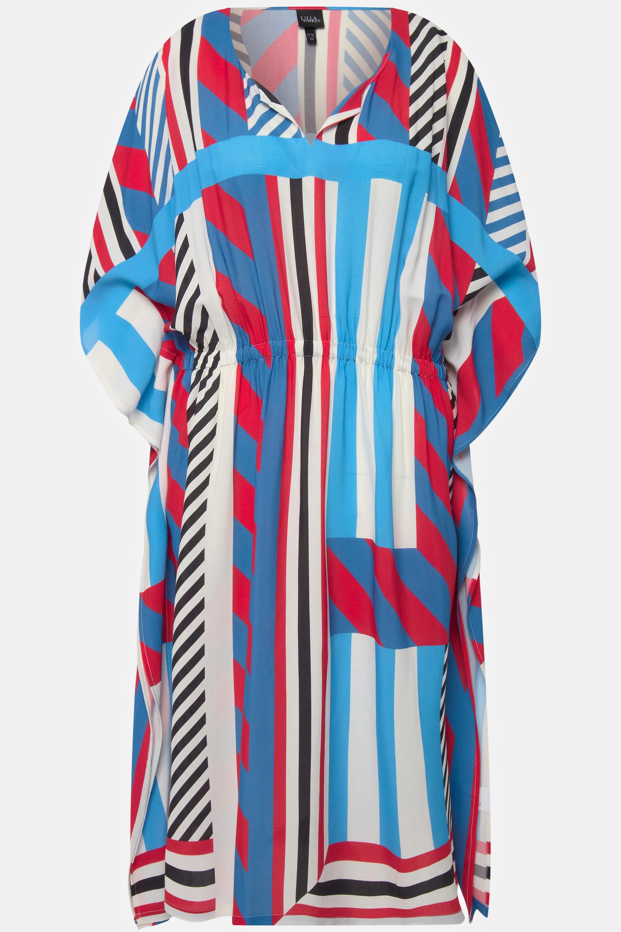 Ulla Popken Midikleid Grafisch Oversized Rundhals Halbarm