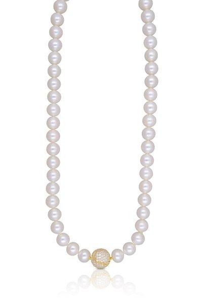 MUAU Schmuck Collier Silber 925 Süsswasserperle 8-9mm Zirkonia