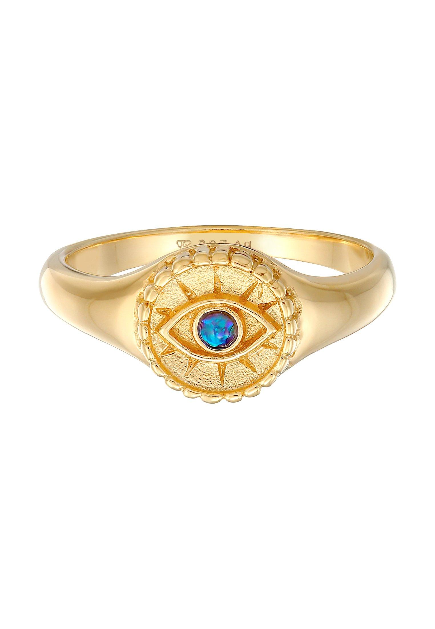 Elli Ring Elli Ring Siegelring Evil Eye Blue Synth. Opal 925 Silber