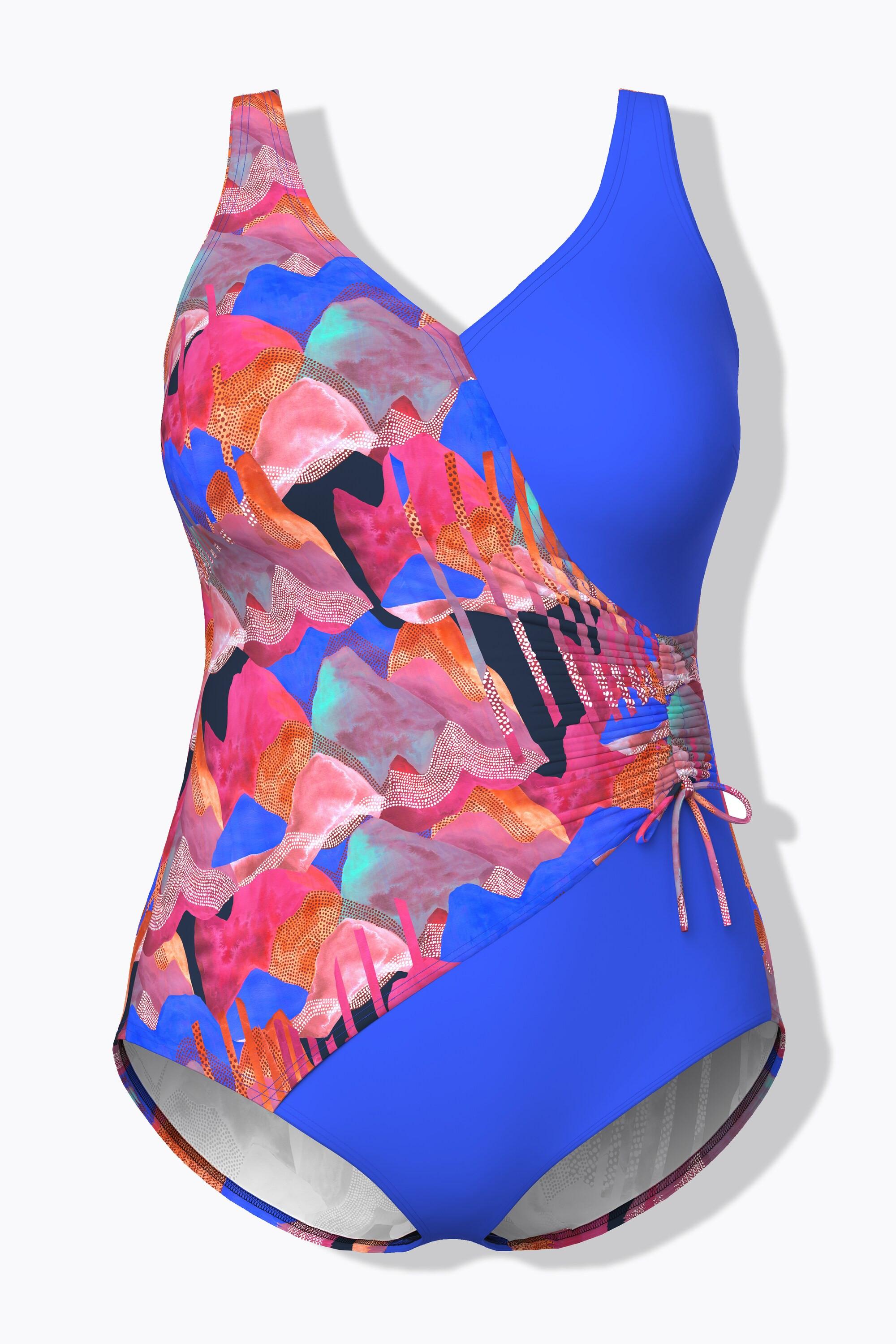 Ulla Popken Badeanzug, Wickeloptik, Softcups, recycelt