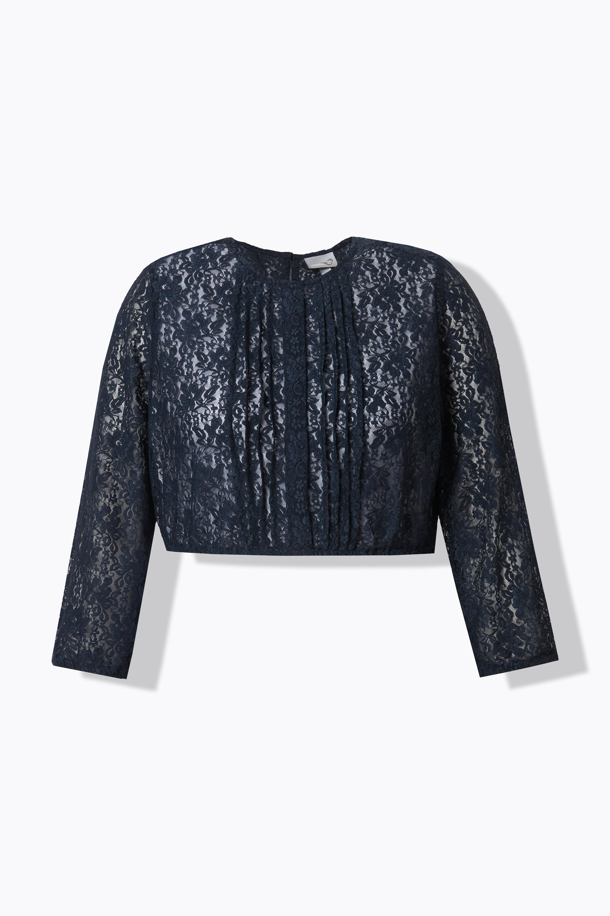 Ulla Popken Dirndlbluse elastische Spitze Rundhals 3/4-Arm