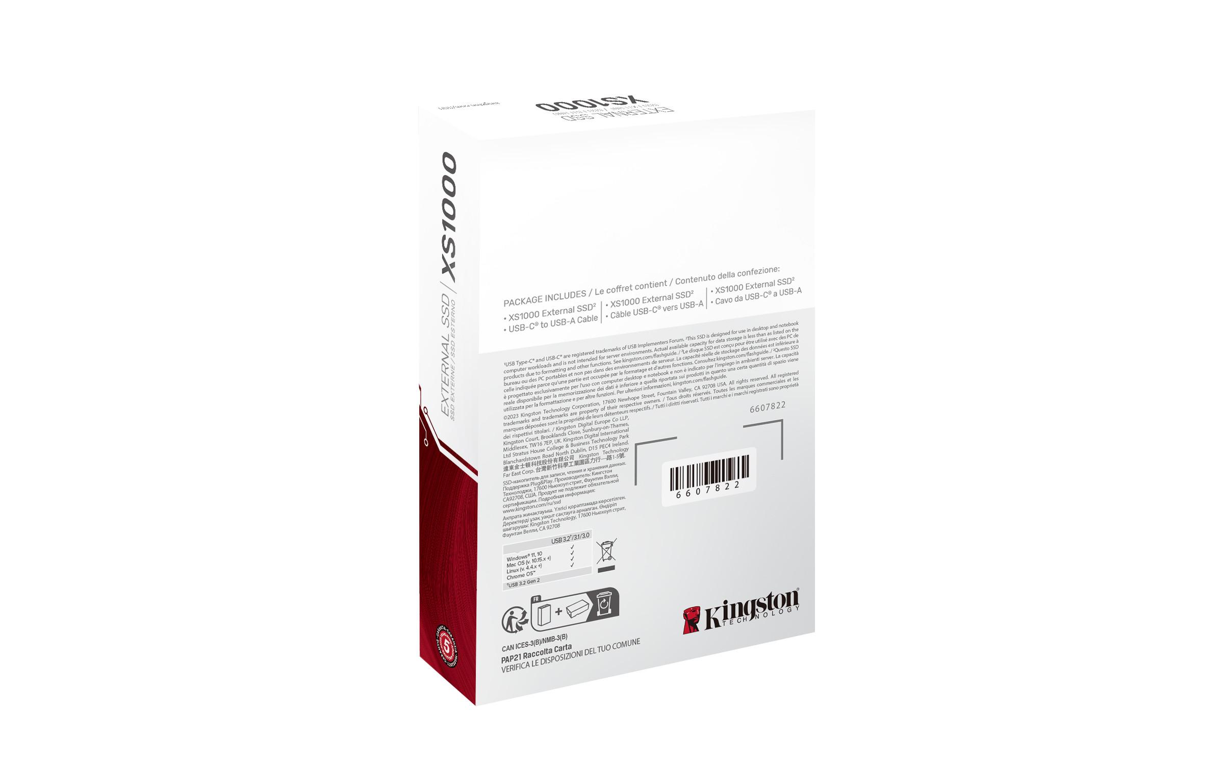 KINGSTON TECHNOLOGY 2TB XS1000 External USB 3.2 Gen 2 Portable Solid State Drive
