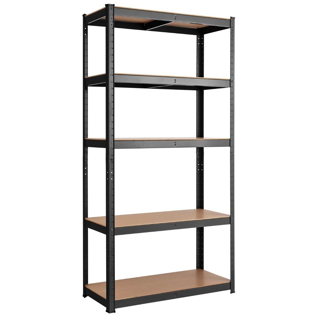 Northix 5 Ebenen Lagerregal mit Metallrahmen Metallregal bis 650kg Belastbar 75 x 30 x 150 cm Schwarz