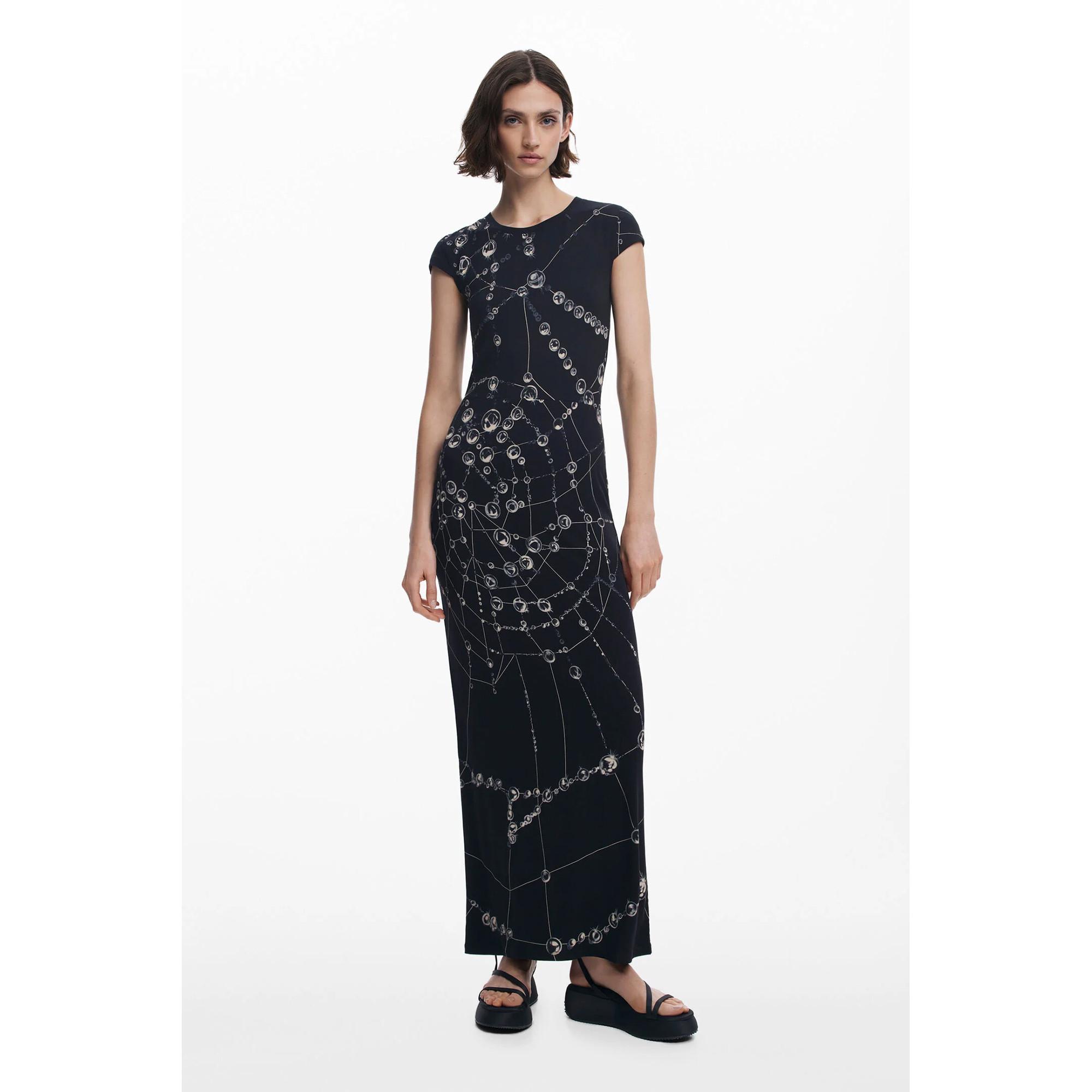 Desigual Body Fit Bedrucktes Midikleid