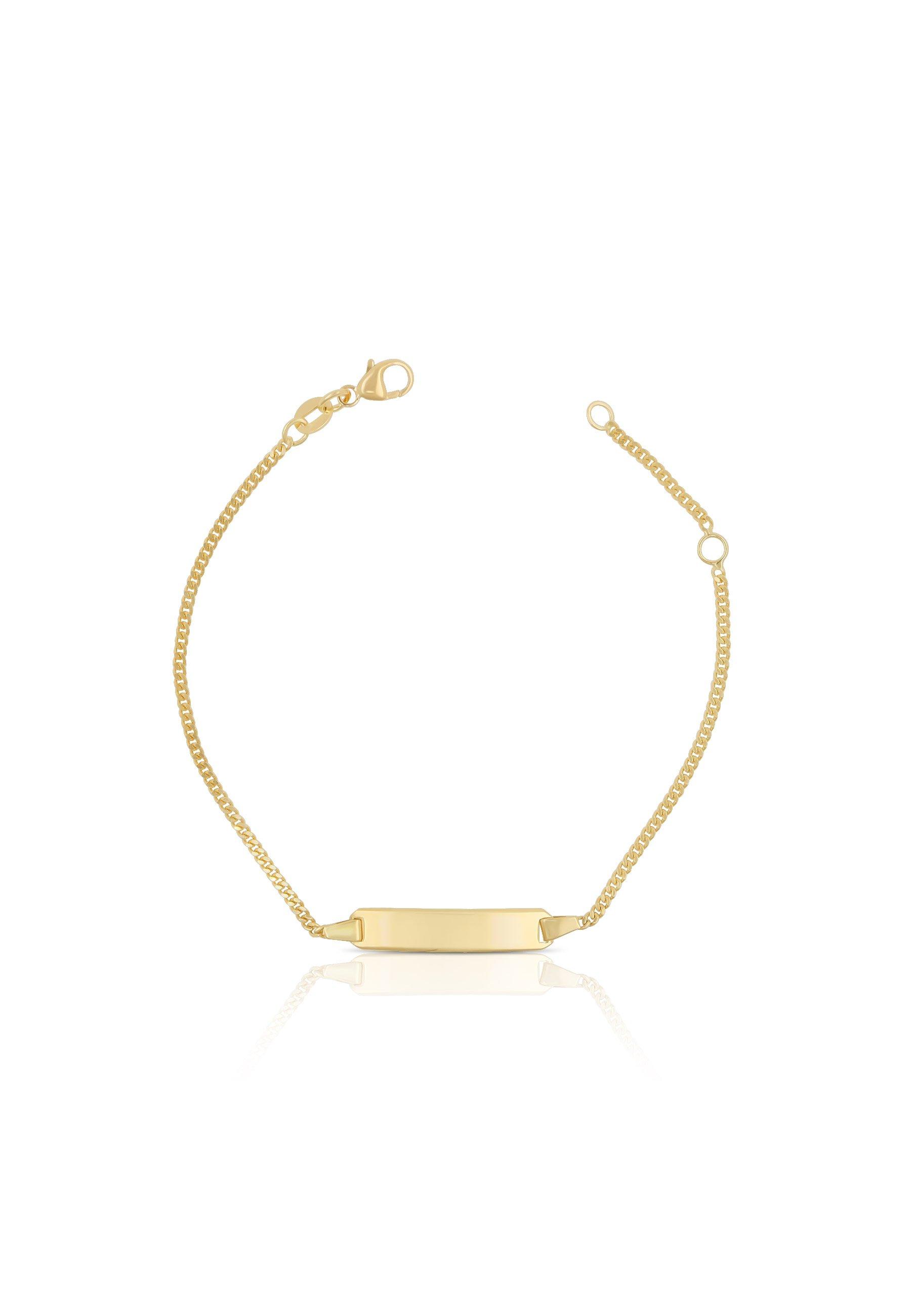 MUAU Schmuck Bébé Bracelet Panzer Gelbgold 750, 18cm Gravurplatte 1.7cm