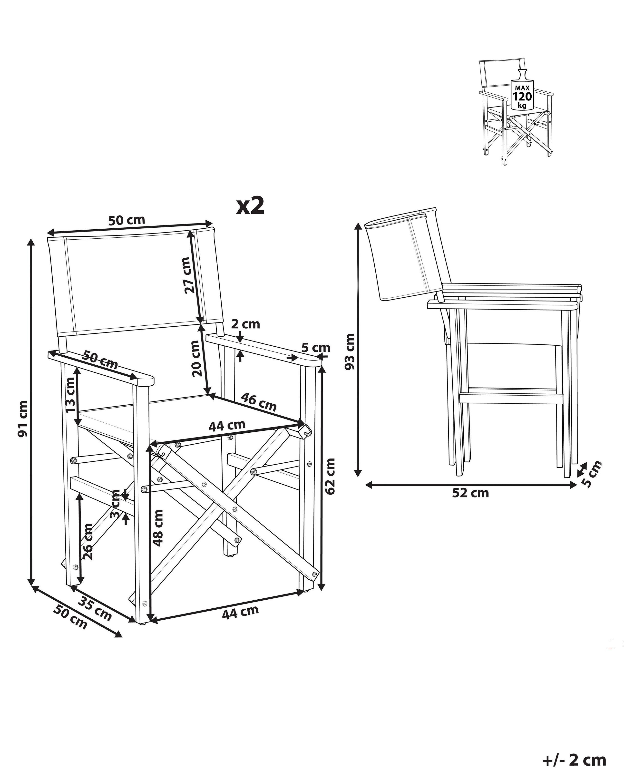 Beliani Gartenstuhl 2er Set aus Polyester Retro CINE