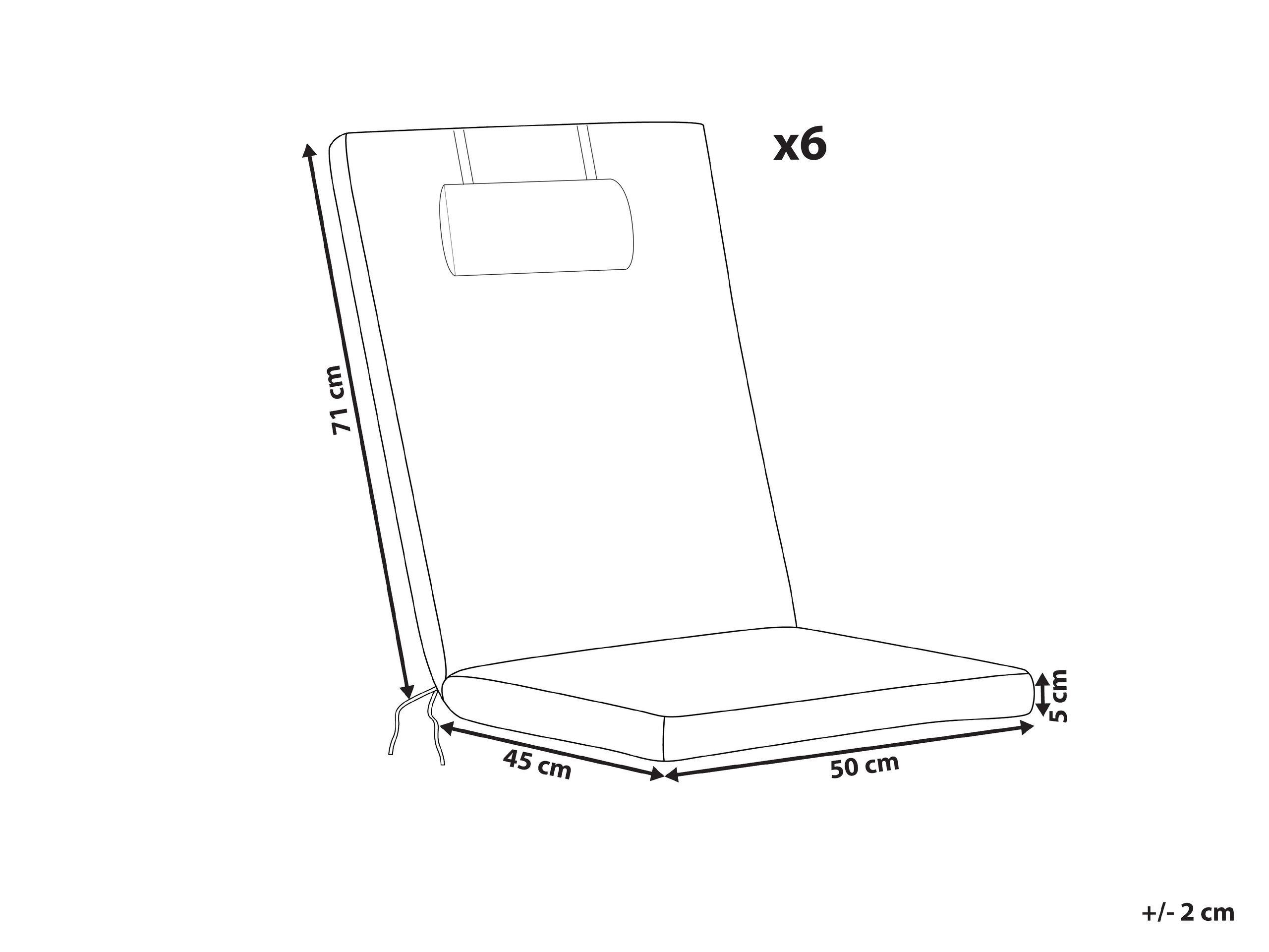 Beliani Outdoor Sitzkissen 6er Set aus Polyester Modern JAVA/AMANTEA PREMIUM