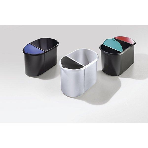HELIT System-Papierkorb, TRIO, Deckel blau / rot, Korpus schwarz, VE 2 Stk.