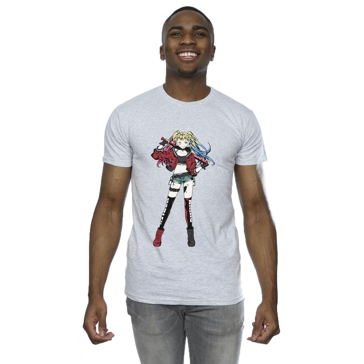 DC COMICS Harley Quinn Anime Style Grafik Print T-Shirt
