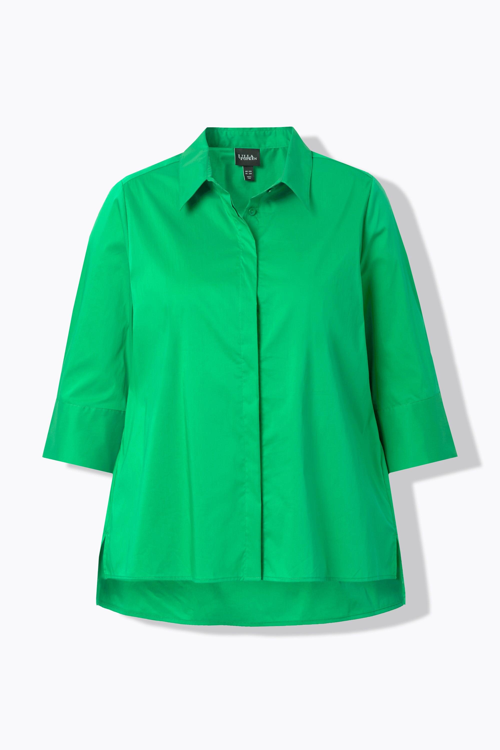 Ulla Popken Hemdbluse, Rückenfalte, A-Linie, Hemdkragen, 3/4-Arm