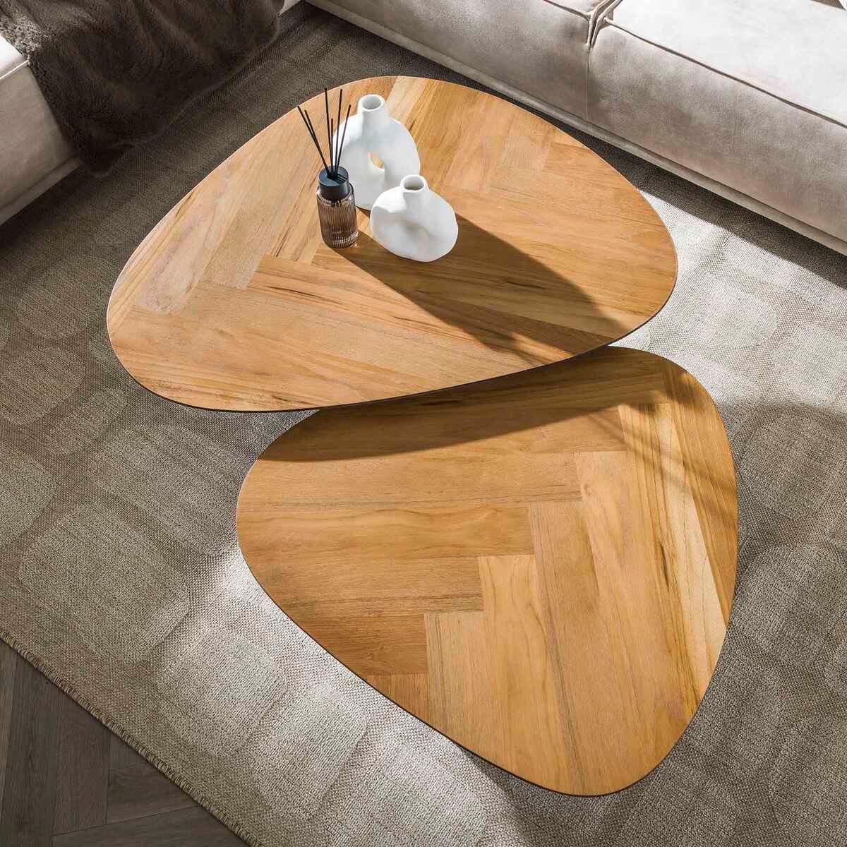 mutoni Couchtisch Infinite Teakholzfurnier recycelt (2er-Set)