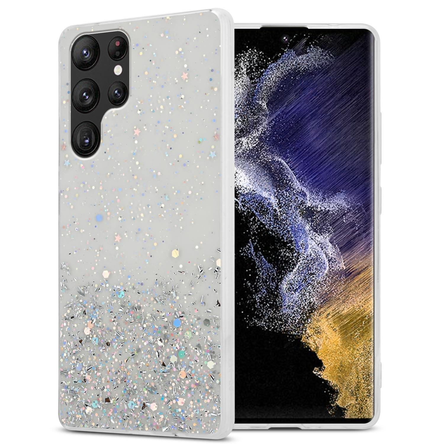 Cadorabo Hülle für Samsung Galaxy S22 ULTRA TPU Silikon mit funkelnden Glitter