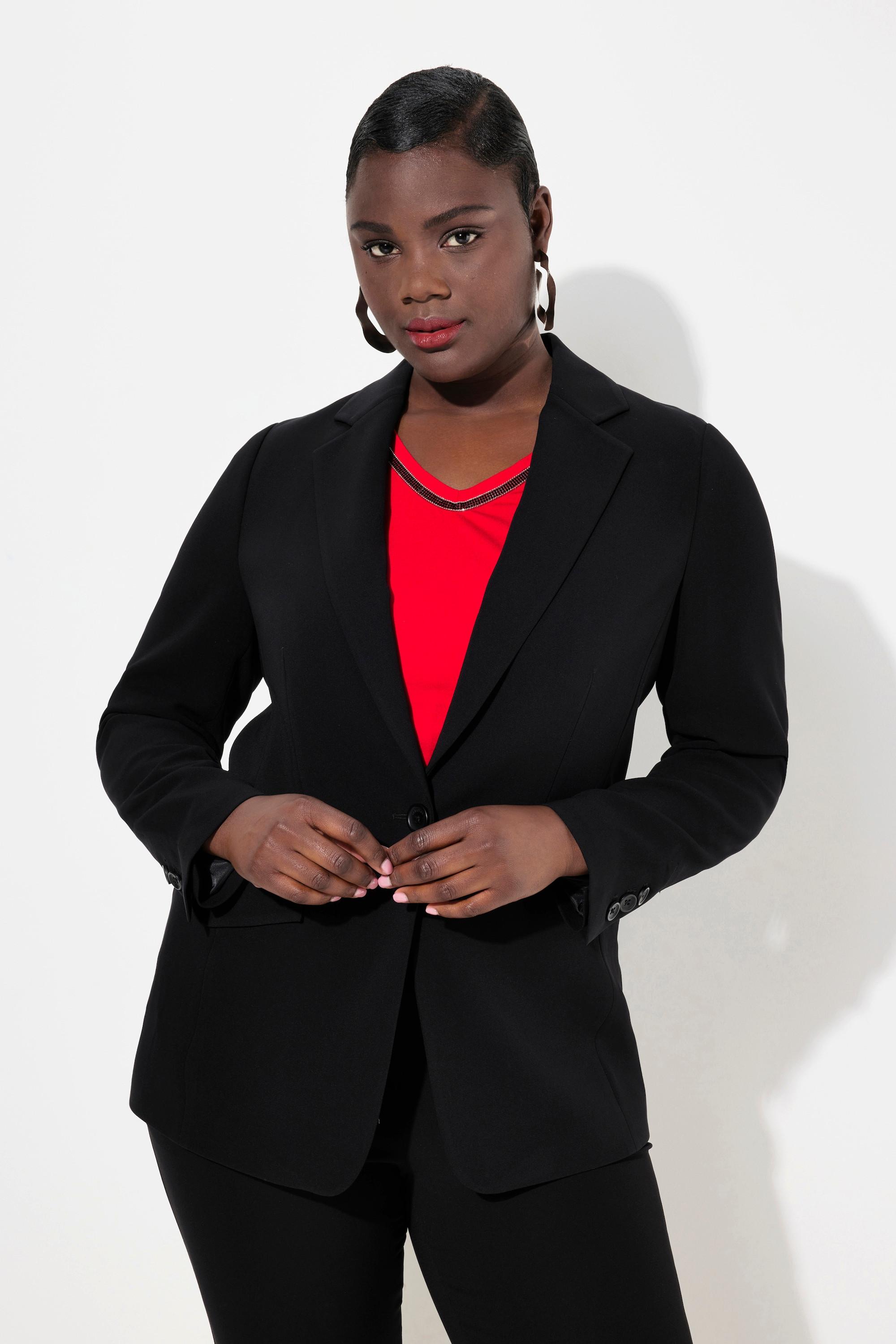 Ulla Popken Blazer, Reverskragen, Klappentaschen, Knopfverschluss