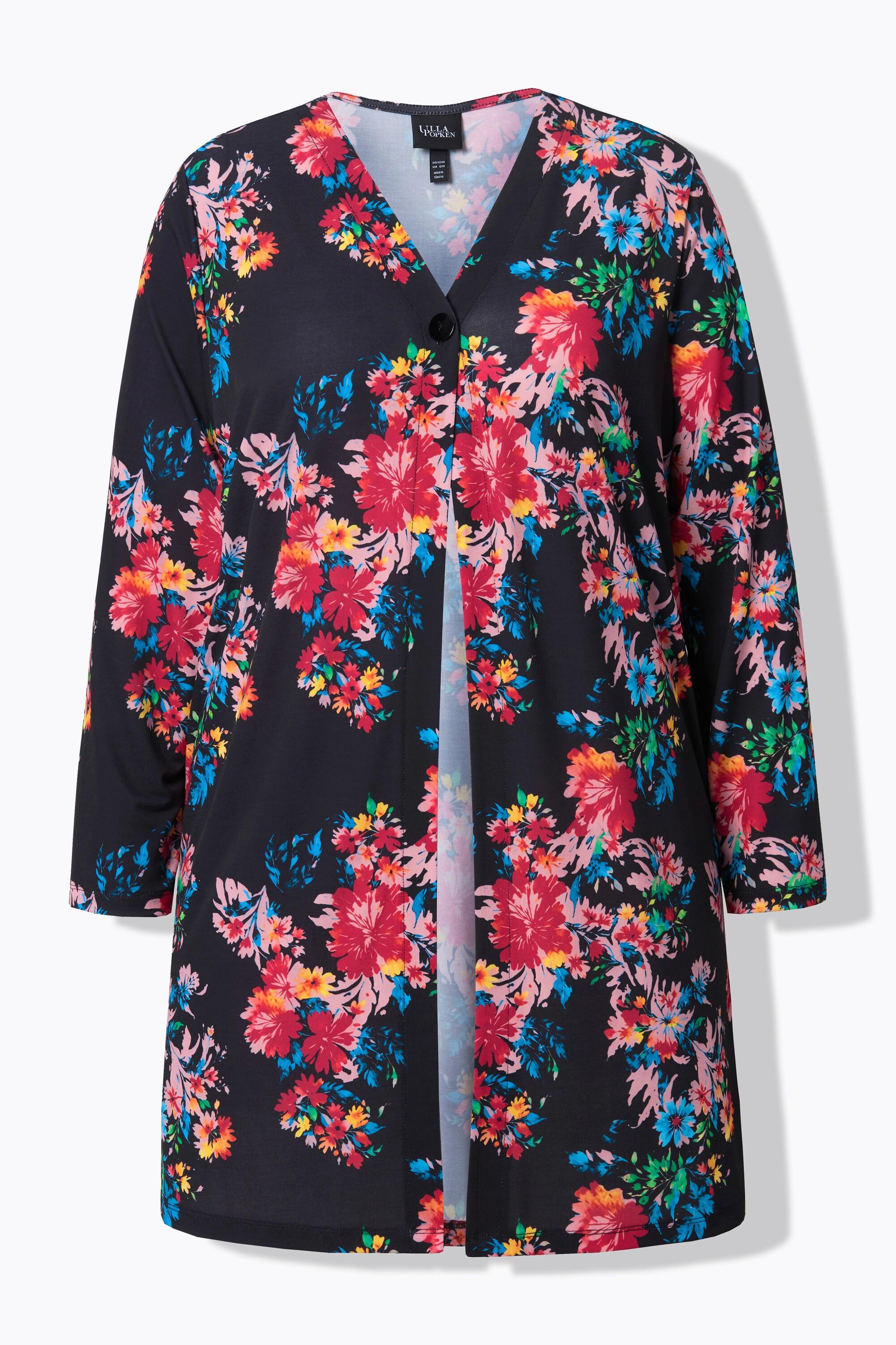 Ulla Popken Jerseyjacke, A-Linie, V-Ausschnitt, Langarm