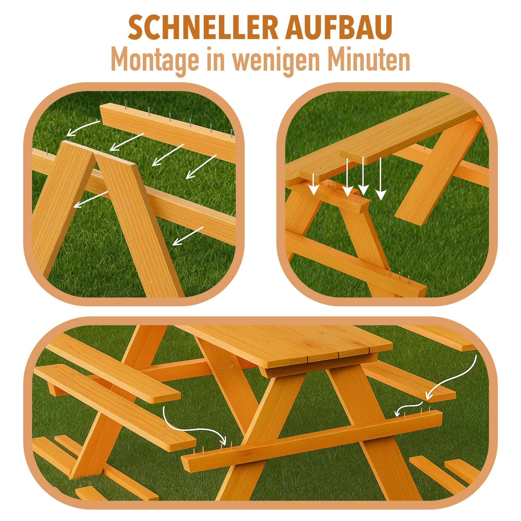FableKids Kindersitzgarnitur Picknicktisch Kinder - Massivholz
