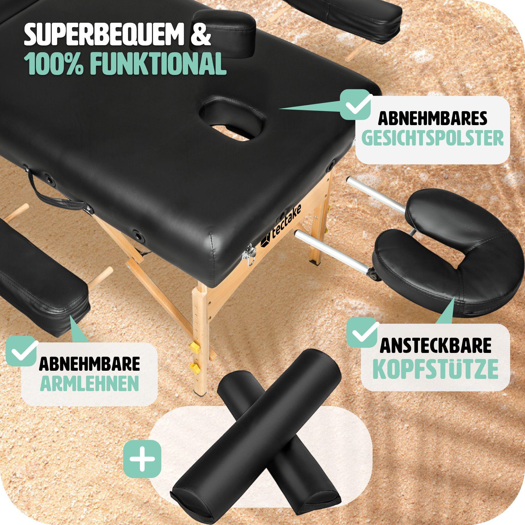 Tectake 2 Zonen Massageliege mit 7,5cm Polsterung und Holzgestell