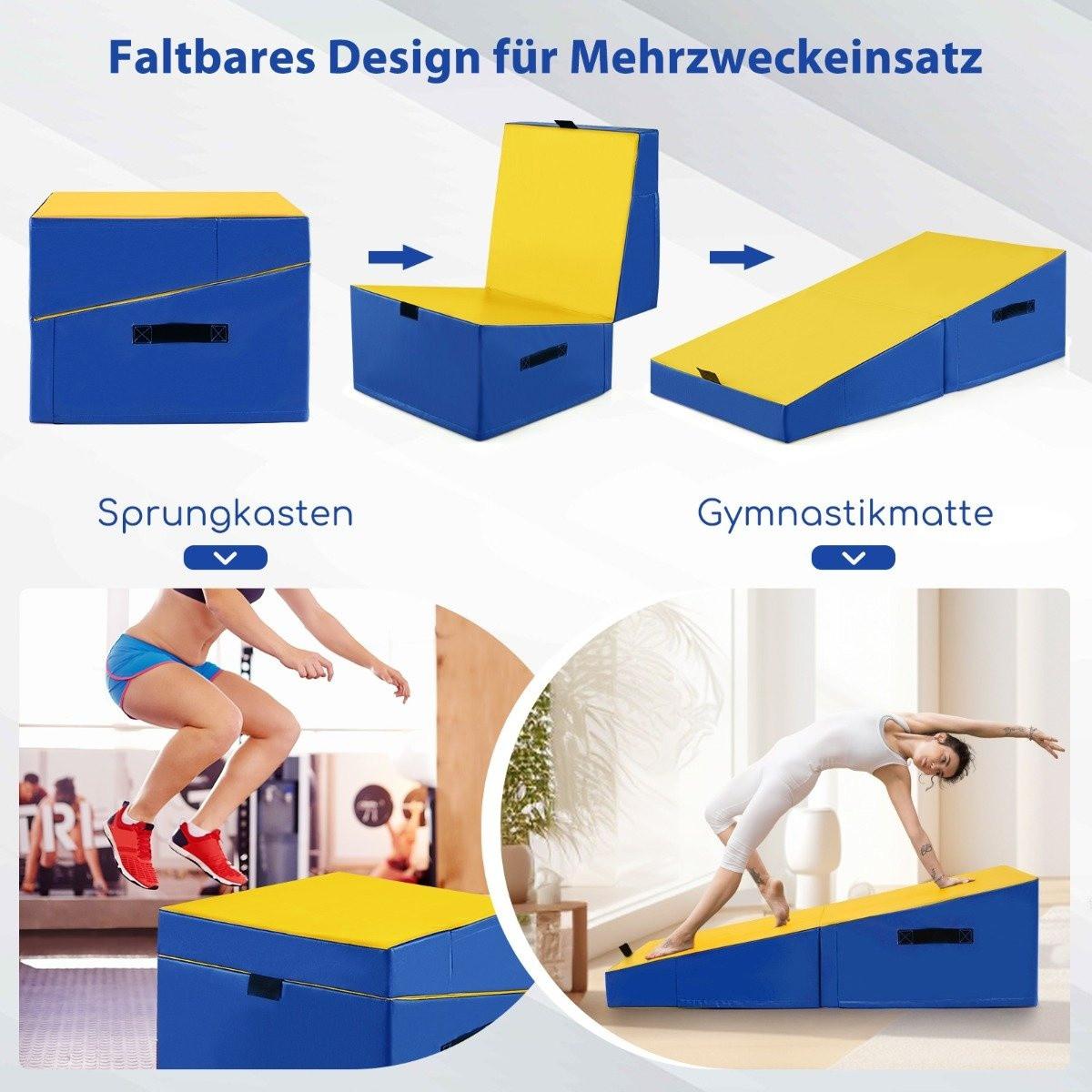 B2X 2 in 1 Turnmatte mit Tragegriff Schräge Gymnastikmatte Keilförmige Weichbodenmatte Gelb