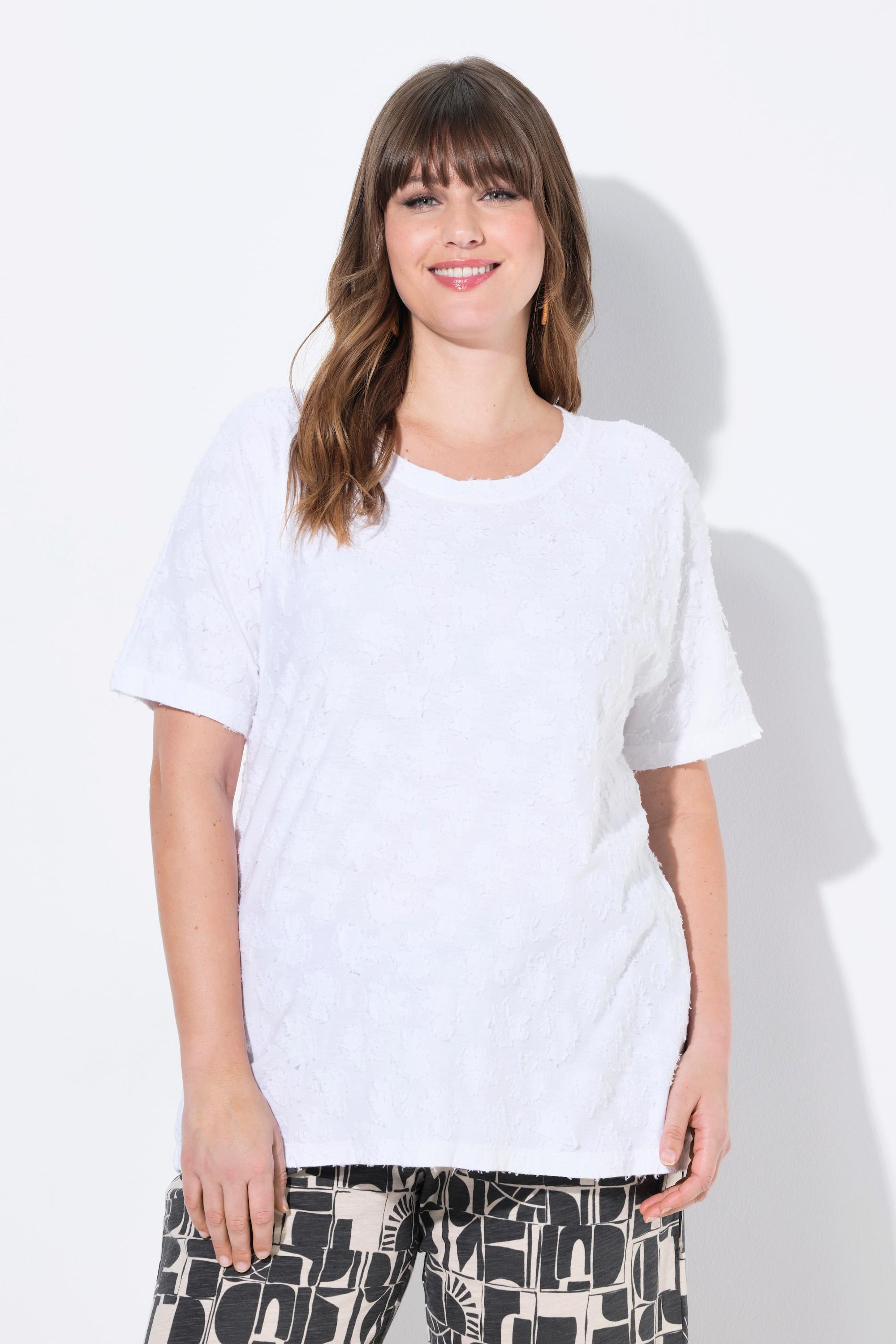 Ulla Popken T-Shirt 3D Struktur Rundhals Halbarm