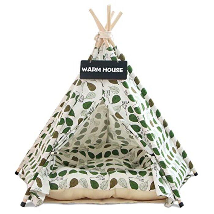 Alopini Zelt für Hunde und Katzen,Pet Tipi Hund Katze Bett mit Kissen, Luxery Hund Zelte Hundehöhle und