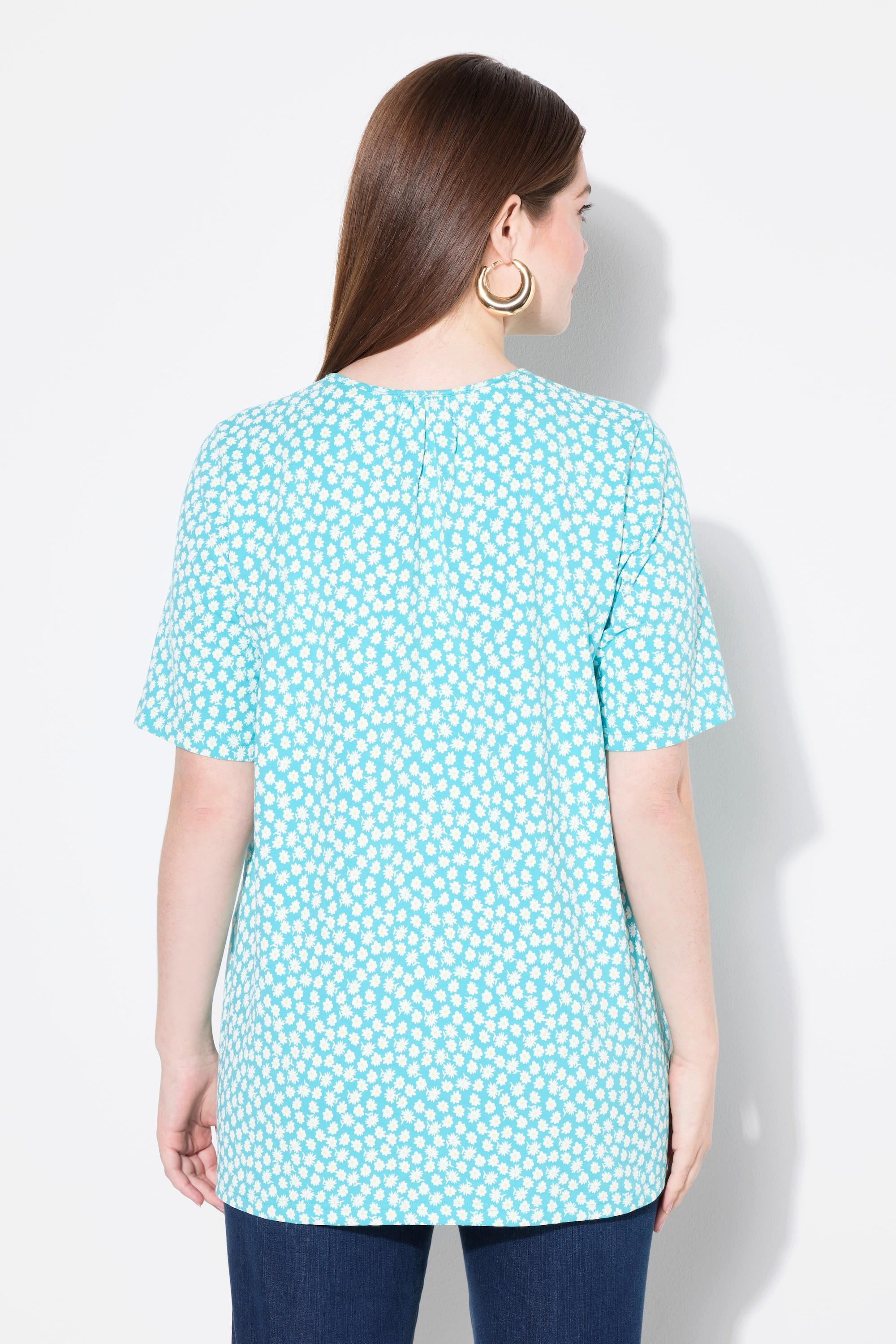 Ulla Popken A-Linie Zierfalten V-Ausschnitt Halbarm T-Shirt