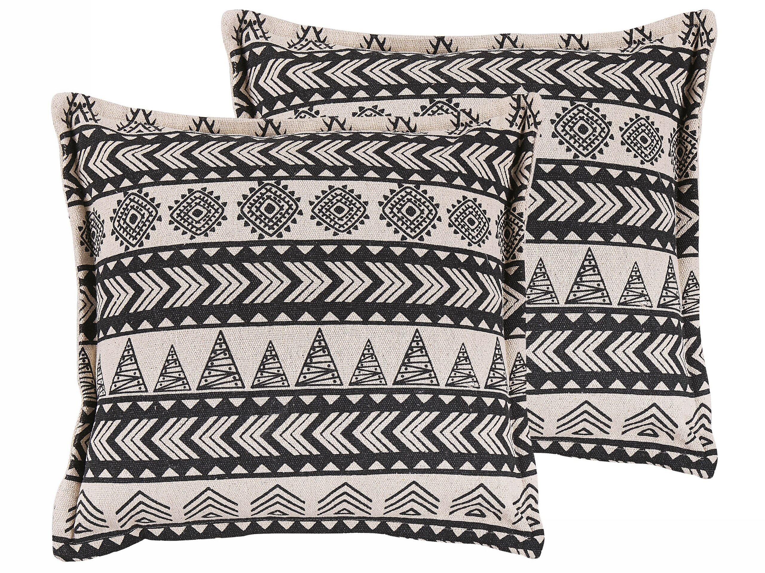 Beliani Dekokissen 2er Set aus Baumwolle Boho HENTEPE