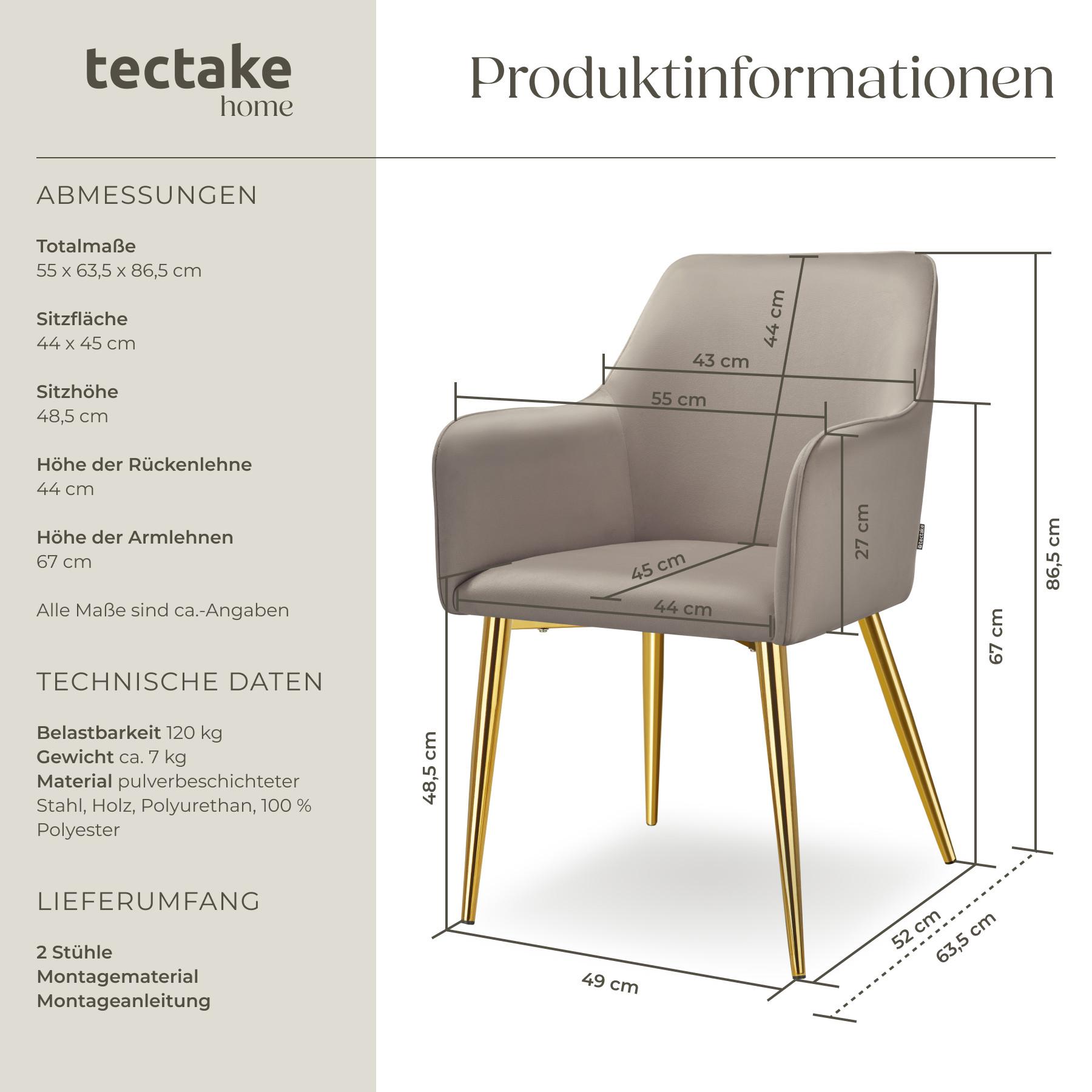 Tectake Armlehnstuhl Avane, Samtoptik, gepolstert