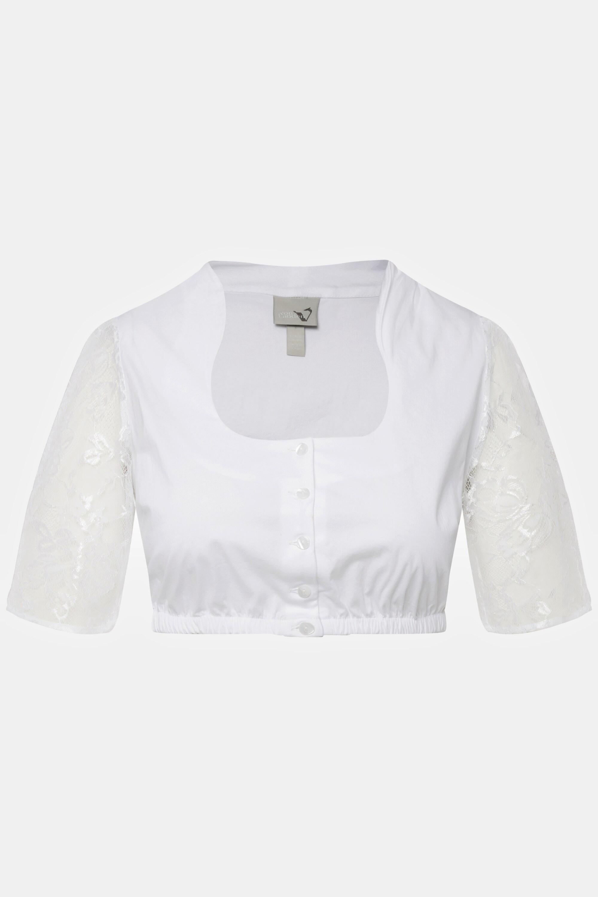 Ulla Popken Dirndlbluse Stehkragen Carree-Ausschnitt 1/2-Arm