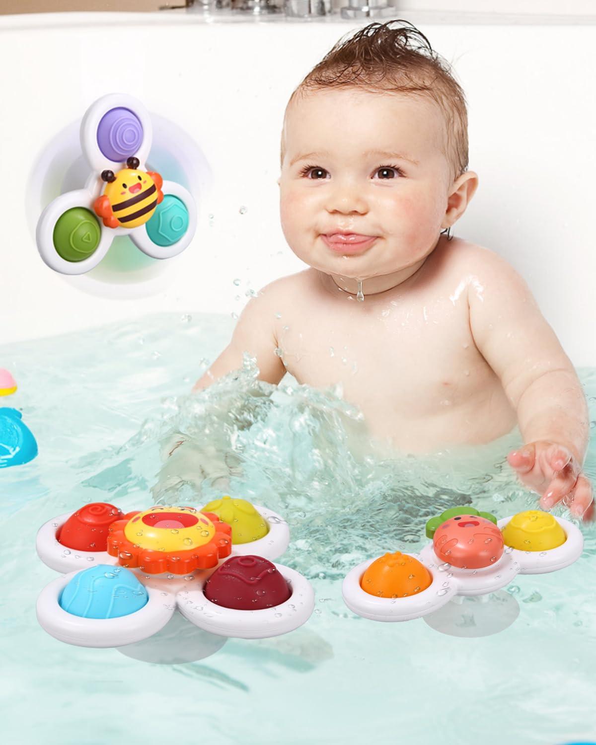 Activity-board 3 Stück Saugnapf Spielzeug, Cartoon Wasser Spielzeug Saugnapf Spielzeug Baby sensorisches Spielzeug für Saugnapf Baby Spielzeug
