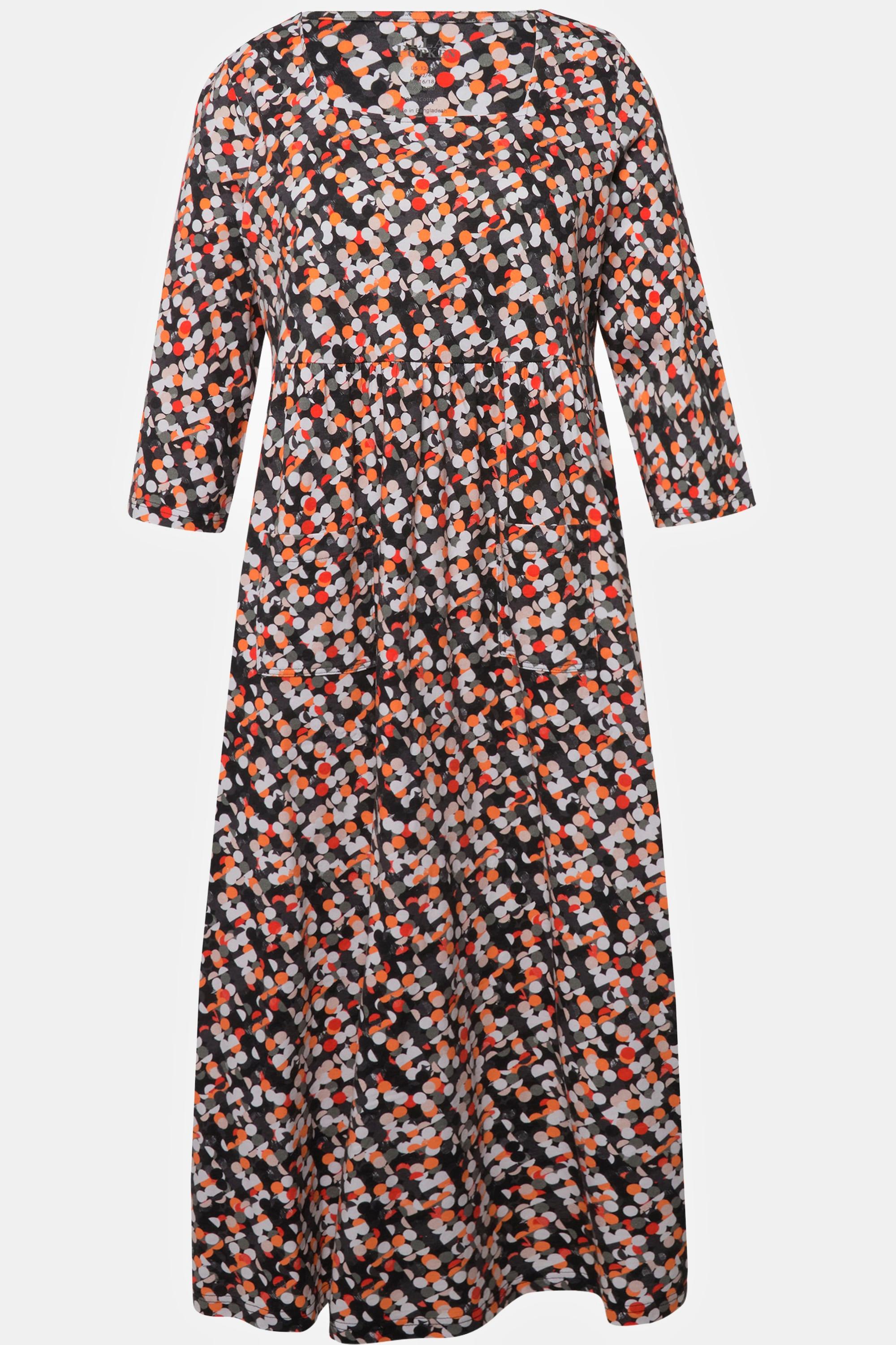 Ulla Popken Jerseykleid Punkte Carree-Ausschnitt 3/4-Arm