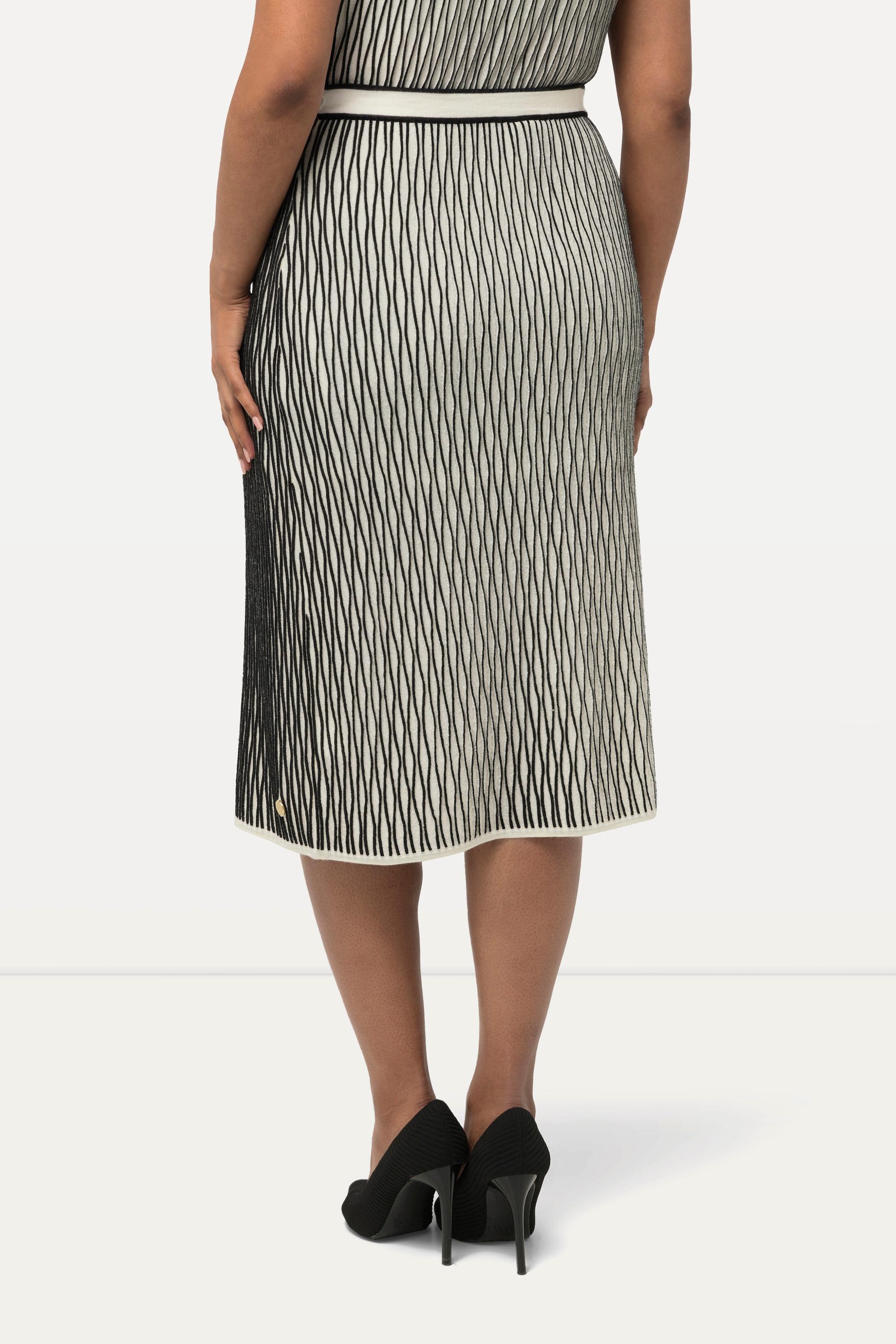 Ulla Popken Strickrock, Wollmix, 3D-Struktur, Elastikbund