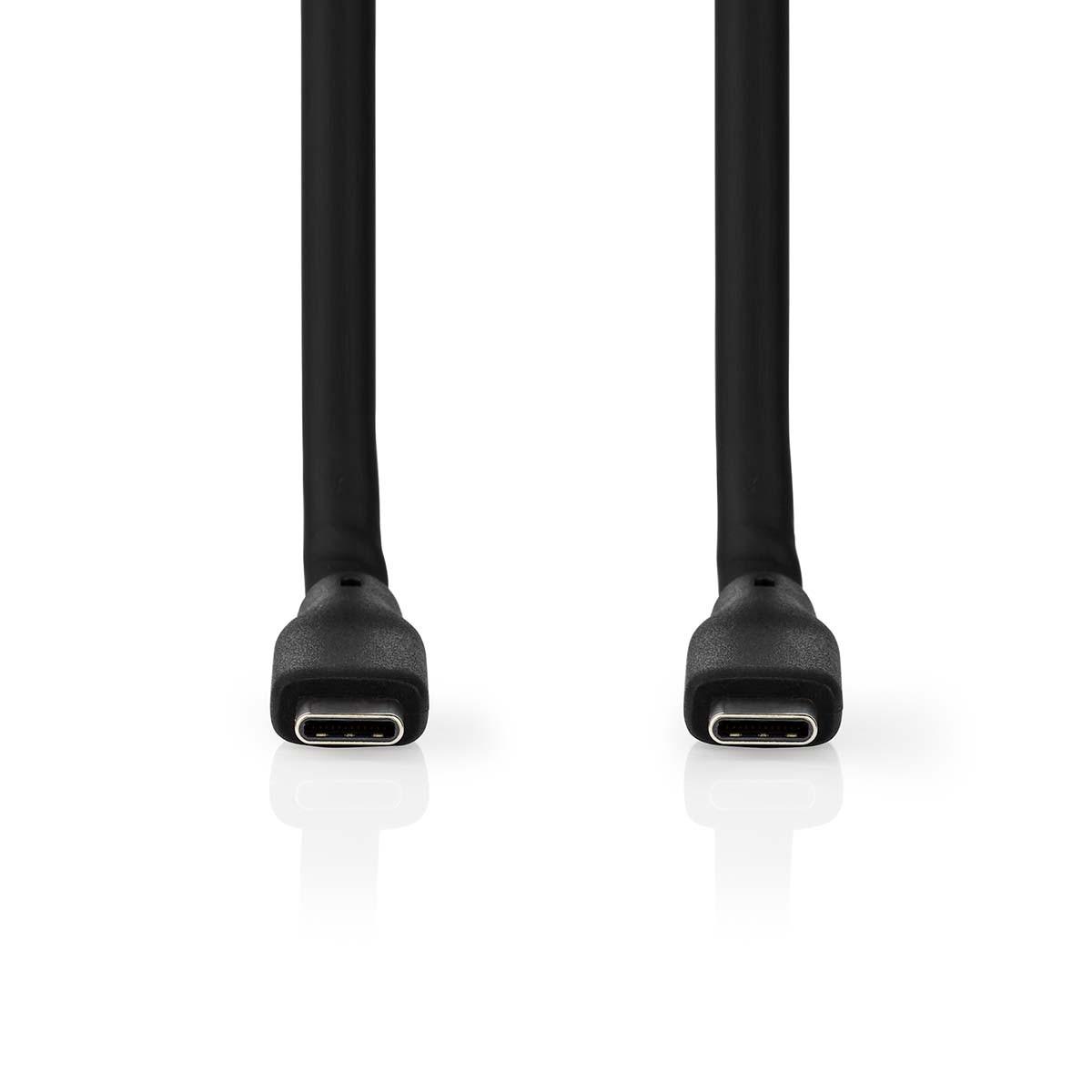 Nedis USB-Kabel | USB 3.2 Gen 1 | USB-C™ Male | USB-C™ Male | 60W | 8K@30Hz | 5Gbps | Vernickelt | 1,50m | Rund | Silikon | Schwarz | Box